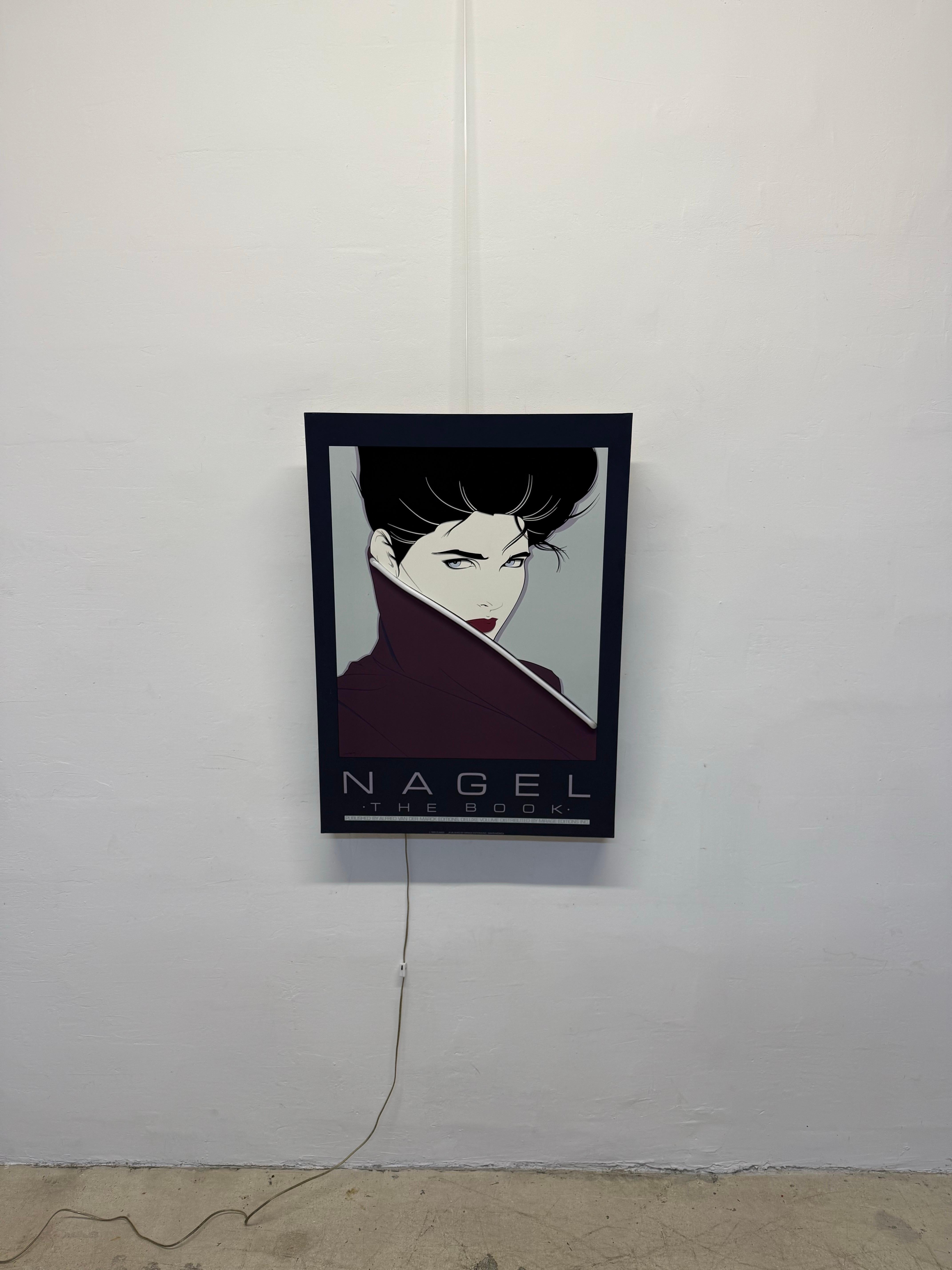 American Patrick Nagel Print With Purple Neon Accent, 1980s For Sale