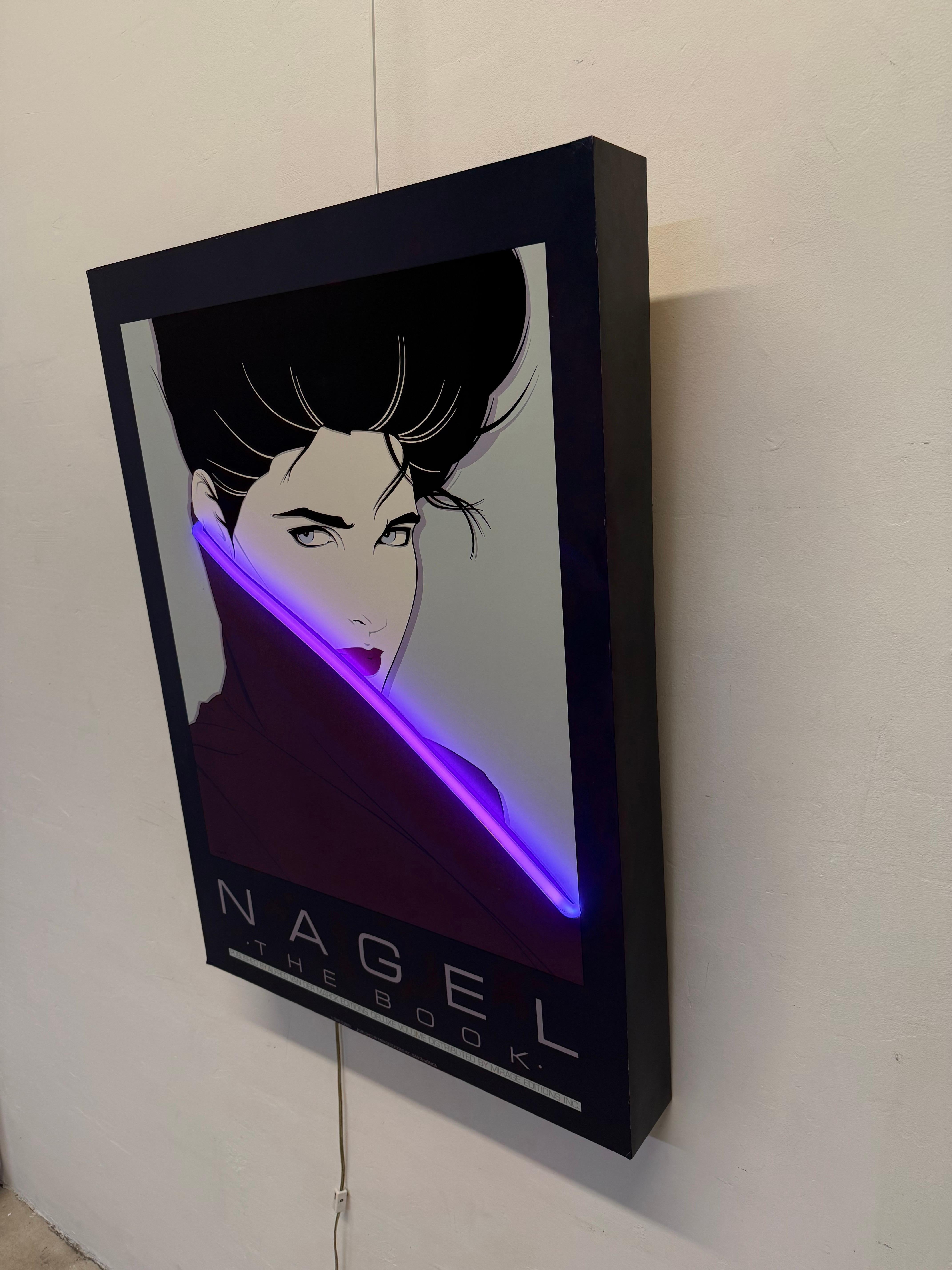Patrick Nagel Print With Purple Neon Accent, 1980s In Good Condition For Sale In Miami, FL