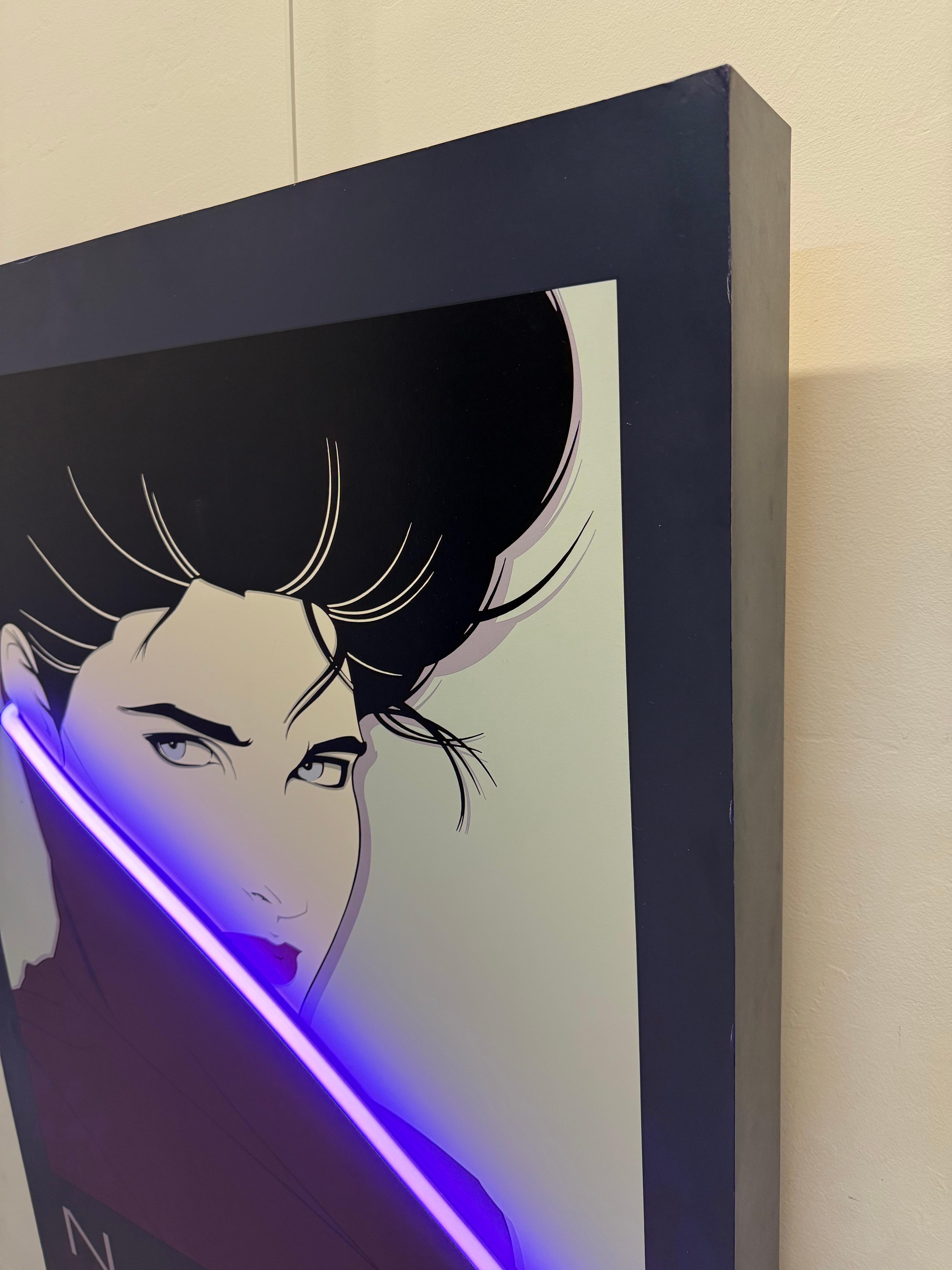 20th Century Patrick Nagel Print With Purple Neon Accent, 1980s For Sale
