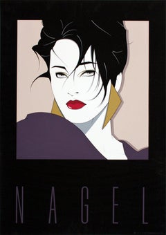 1984 d'après Patrick Nagel « Commemorative No. 1 » Pop Art noir et blanc