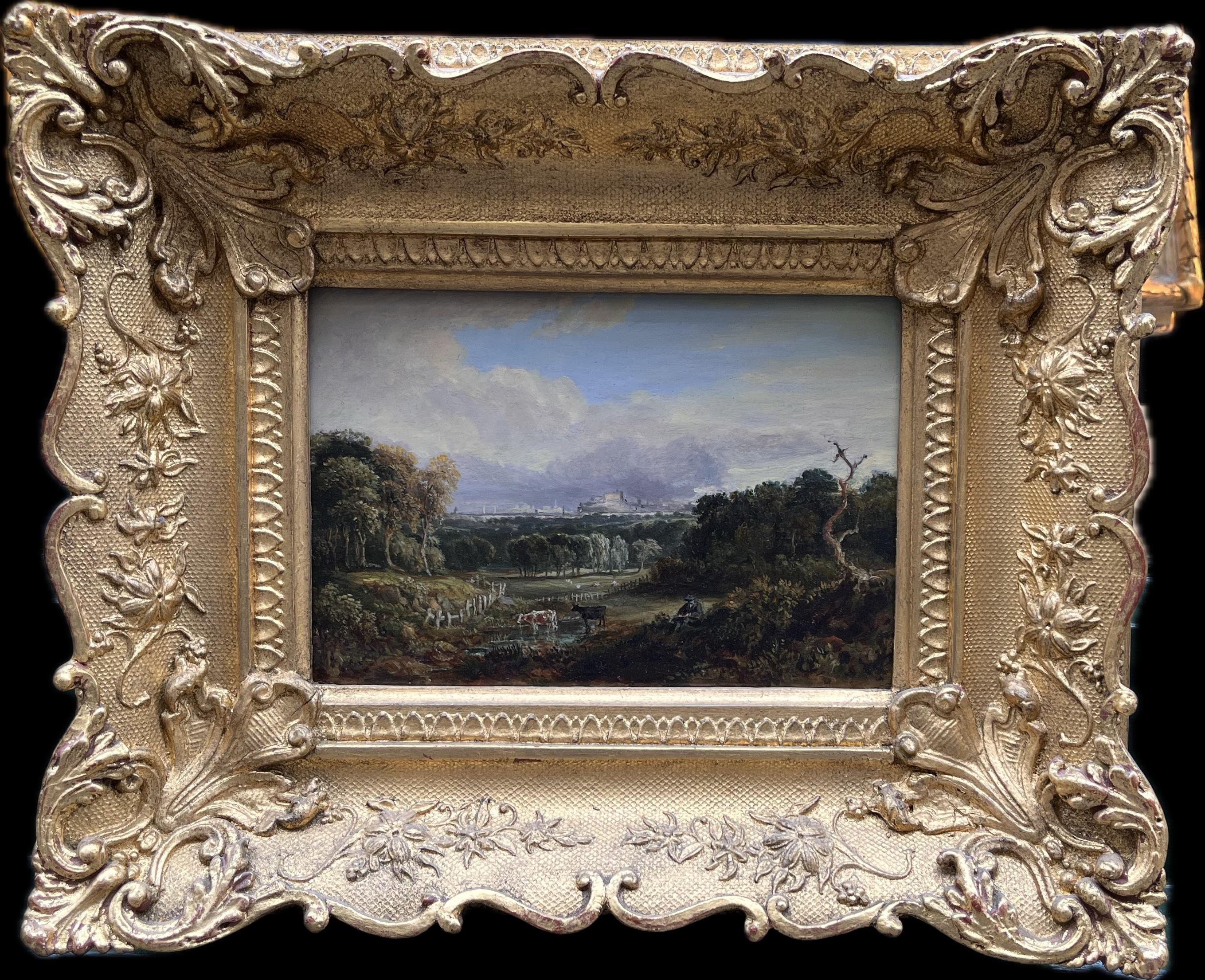 A View of Edinburgh and Self Portrait - Painting by Patrick Nasmyth