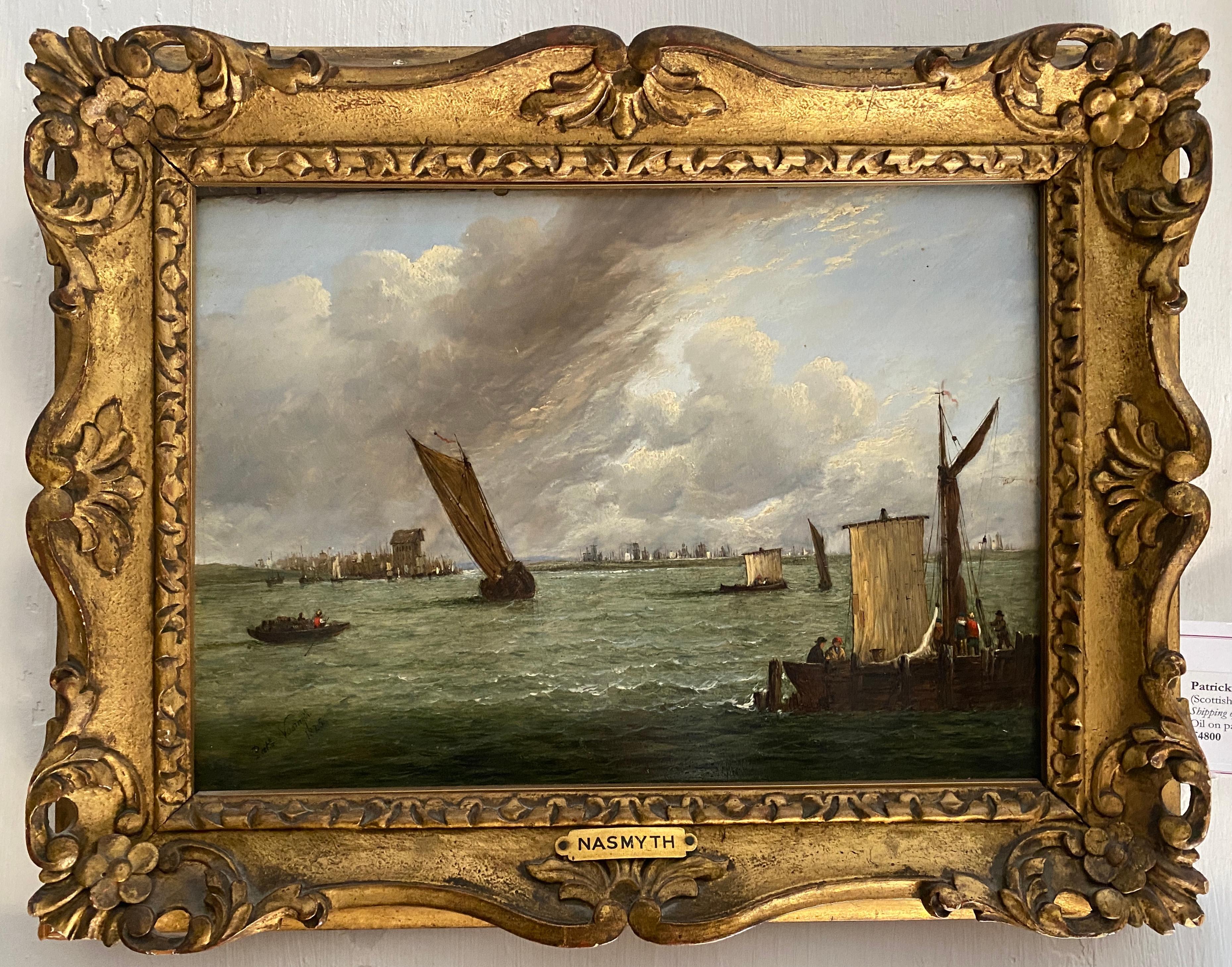 Le transport maritime au large de la côte par Patrick Nasmyth. Signé et daté 1825, une très bonne pièce dans un cadre fantastique.