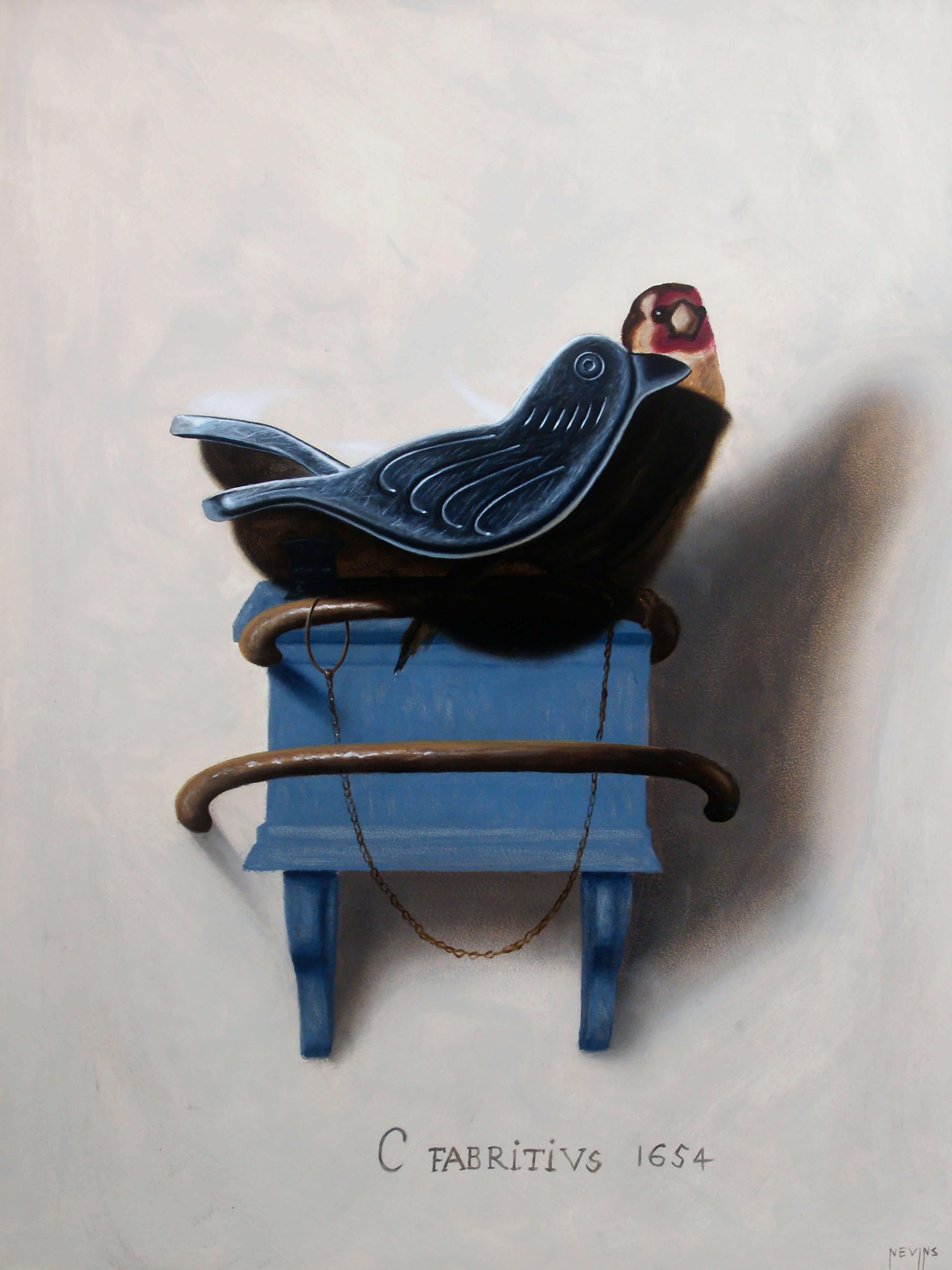 Patrick Nevins Figurative Painting - "The Silver Finch" - Still Life Oil Painting on Board