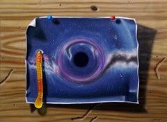 "Wormhole" by Patrick Nevins Oil painting of Gummy Worm & Space Background
