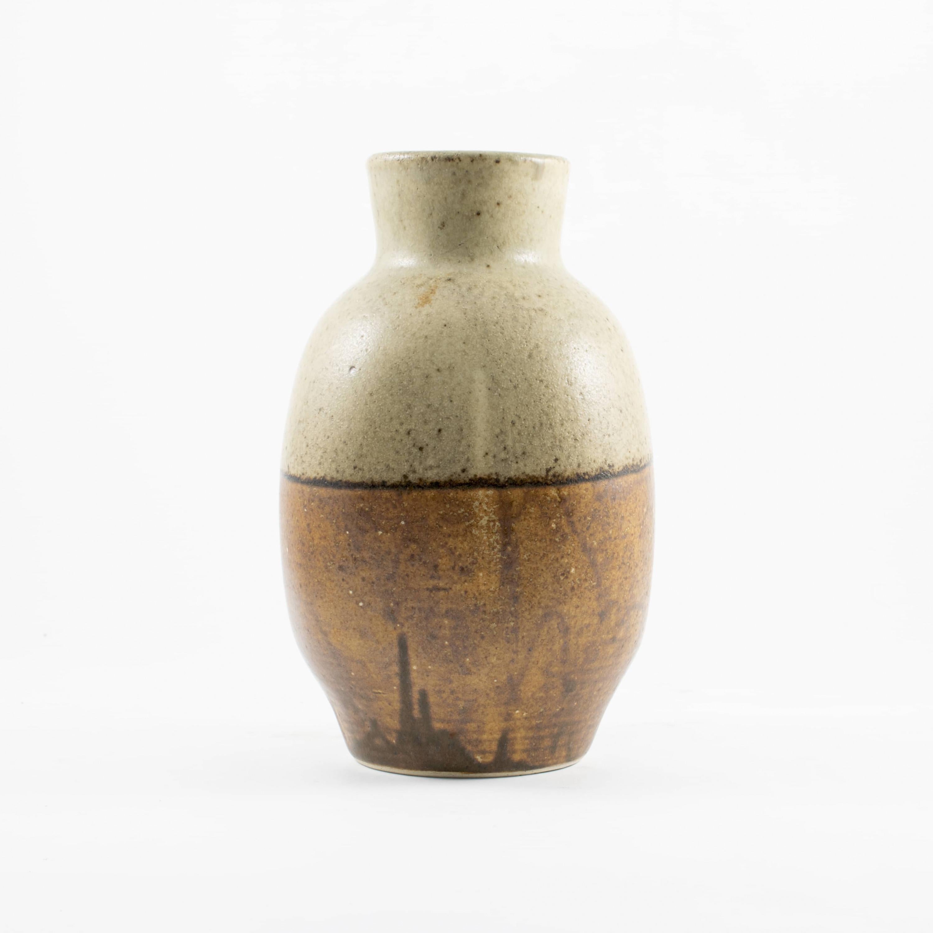 Scandinavian Modern Patrick Nordstrøm for Royal Copenhagen, Two-Tone Glazed Stoneware Vase For Sale
