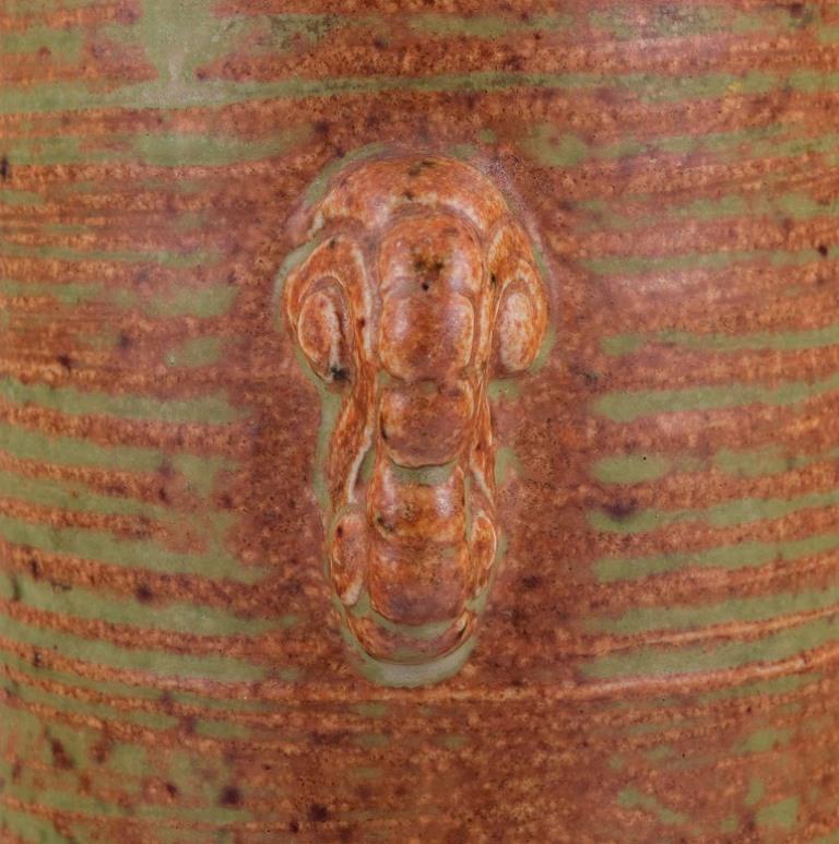 Danish Patrick Nordström for Isle, Denmark. Large cylindrical ceramic vase. 1924 For Sale