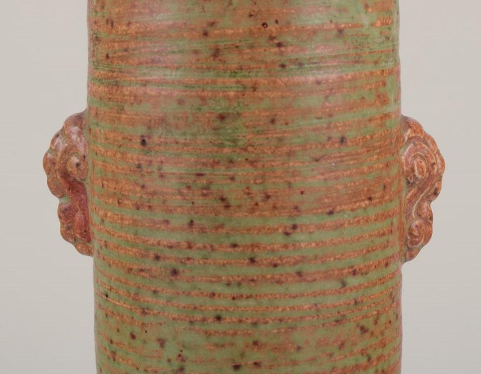 Patrick Nordström for Isle, Denmark. Large cylindrical ceramic vase. 1924 In Excellent Condition For Sale In Copenhagen, DK