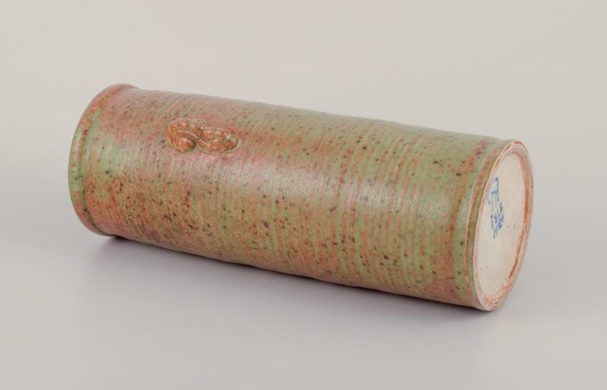 Early 20th Century Patrick Nordström for Isle, Denmark. Large cylindrical ceramic vase. 1924 For Sale