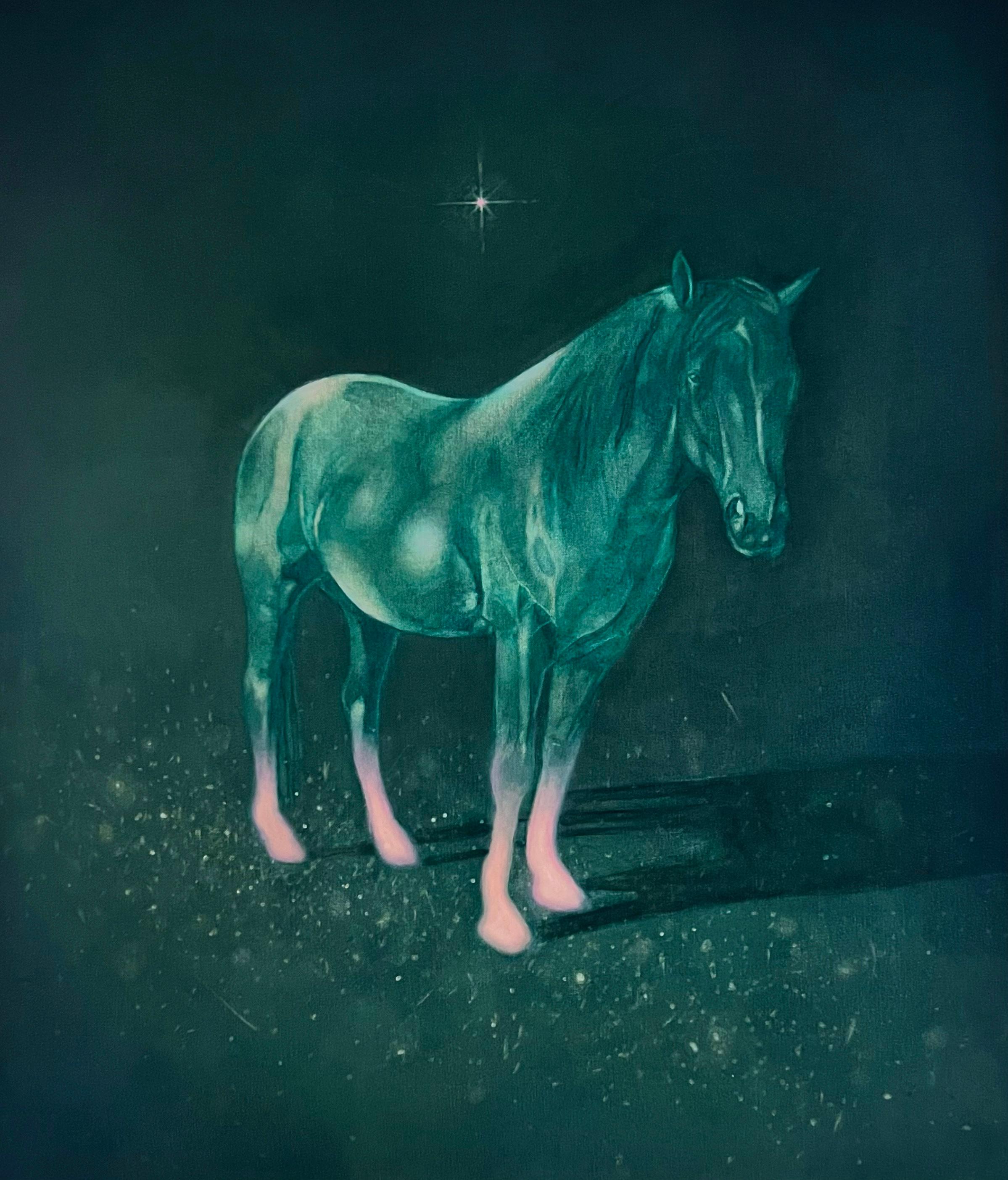 Animal Painting Patrick Oates - Les étoiles dorment souvent endormie sur le sol