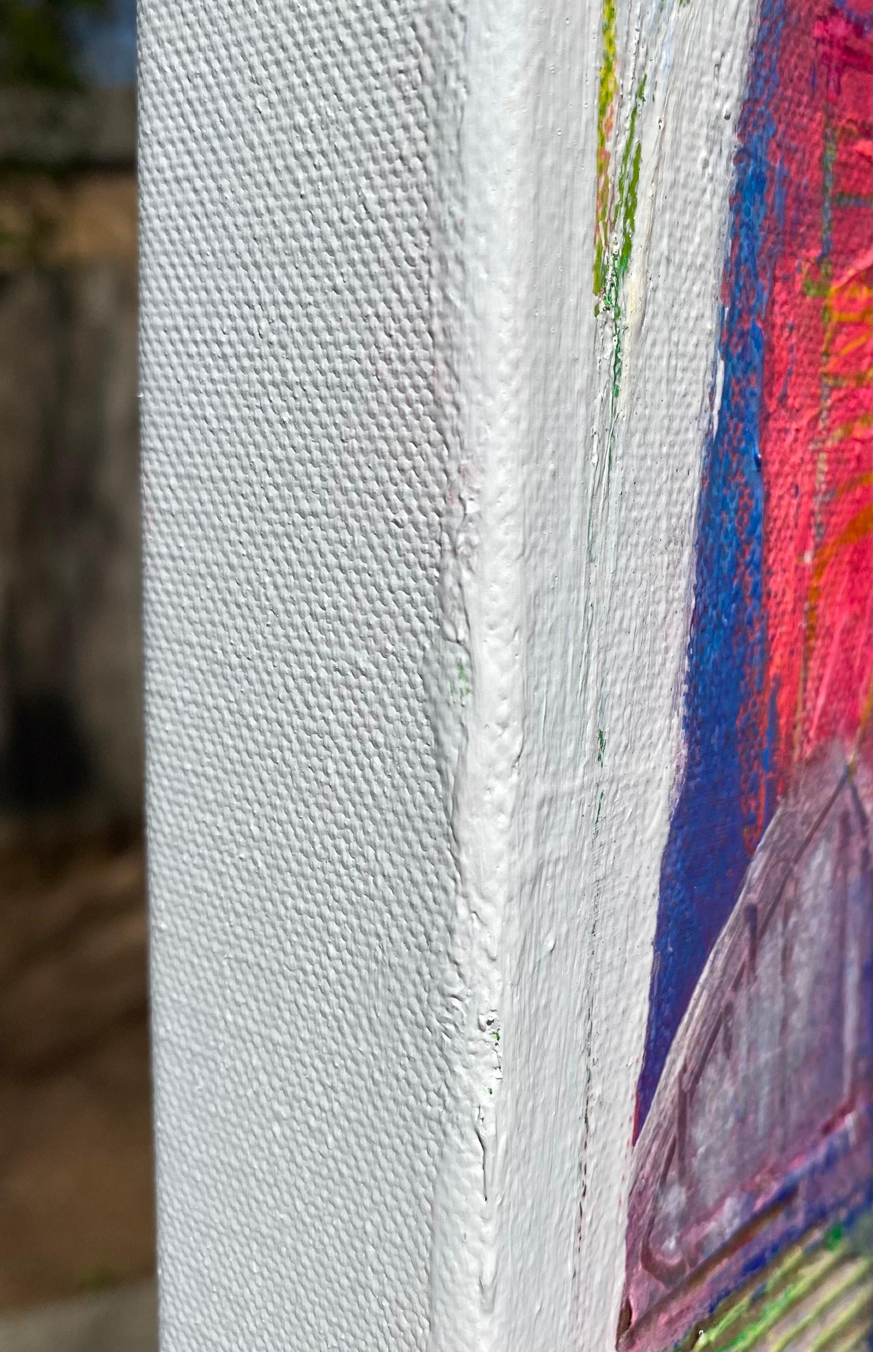 Paesaggio aereo con blu brillante, pittura astratta - Mixed Media Art Astratto di Patrick O'Boyle