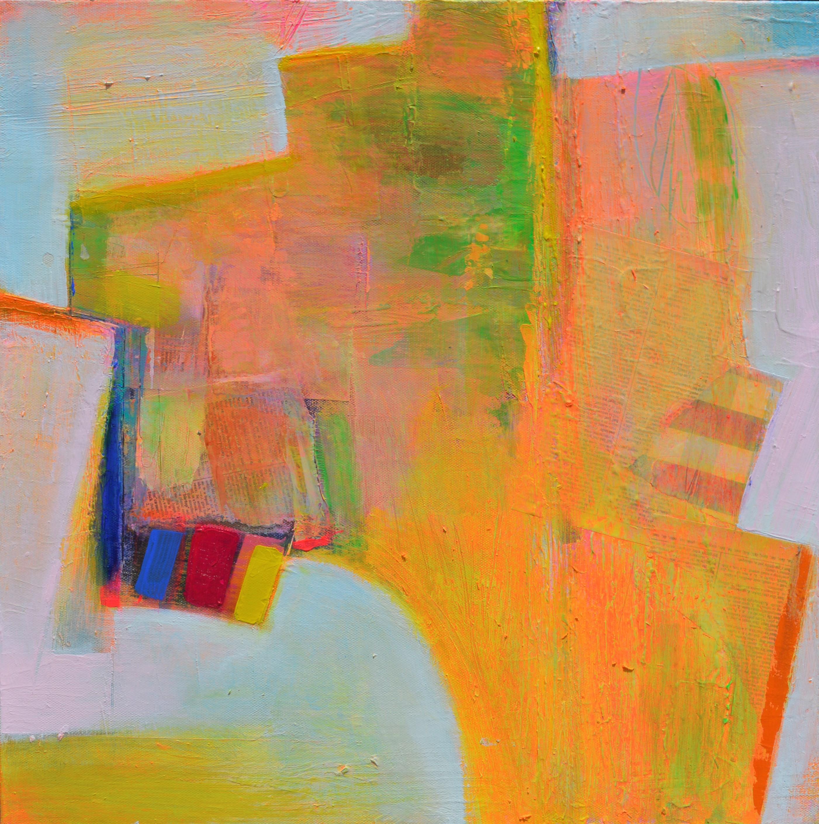 Blue Red Yellow Landscape Abstraction, Abstract Painting - Mixed Media Art by Patrick O'Boyle