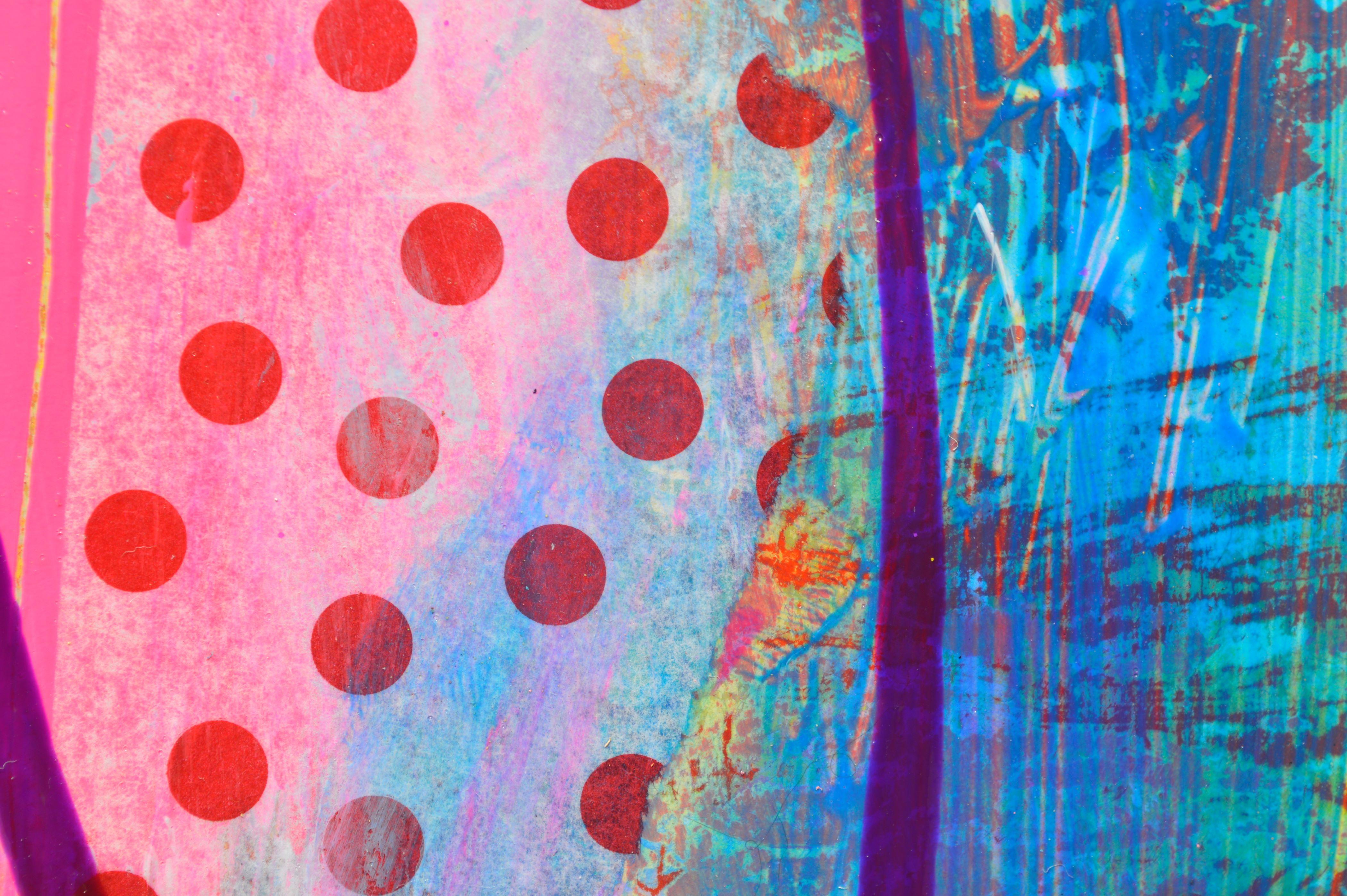 <p>Artist Comments<br />Part of artist Patrick O'Boyle's Ethereal Abstraction series. A play of electric pink and cool blues stands out with dynamic paint application. Various patterns appear in the form of red dots and scraping of color. 