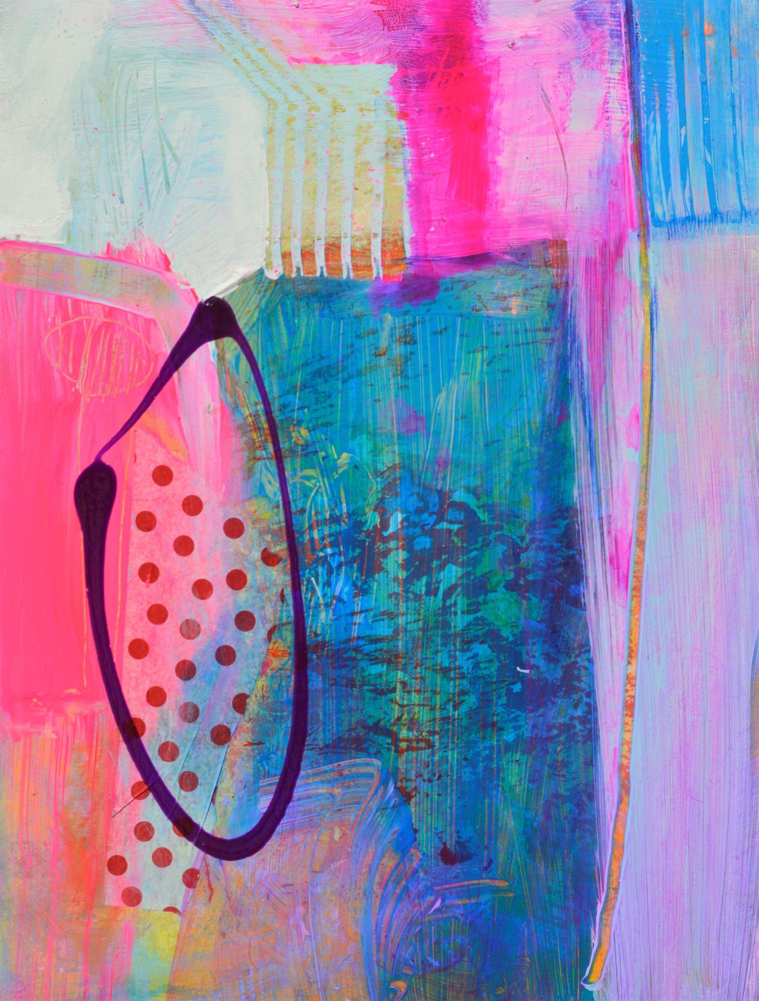 Abstraction éthérée et rose, peinture abstraite - Mixed Media Art de Patrick O'Boyle
