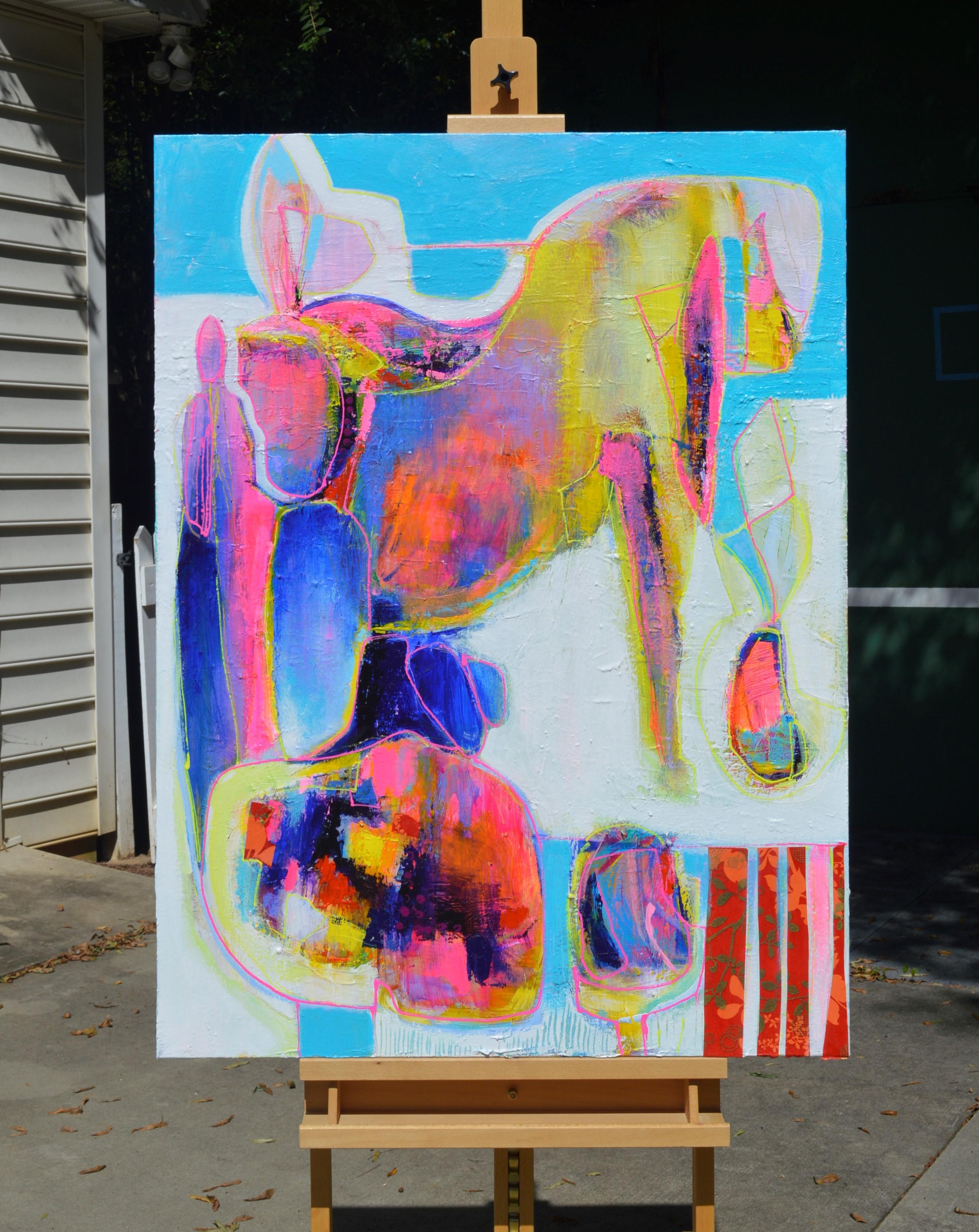 The Horse Traveler, Abstraktes Gemälde im Angebot 1