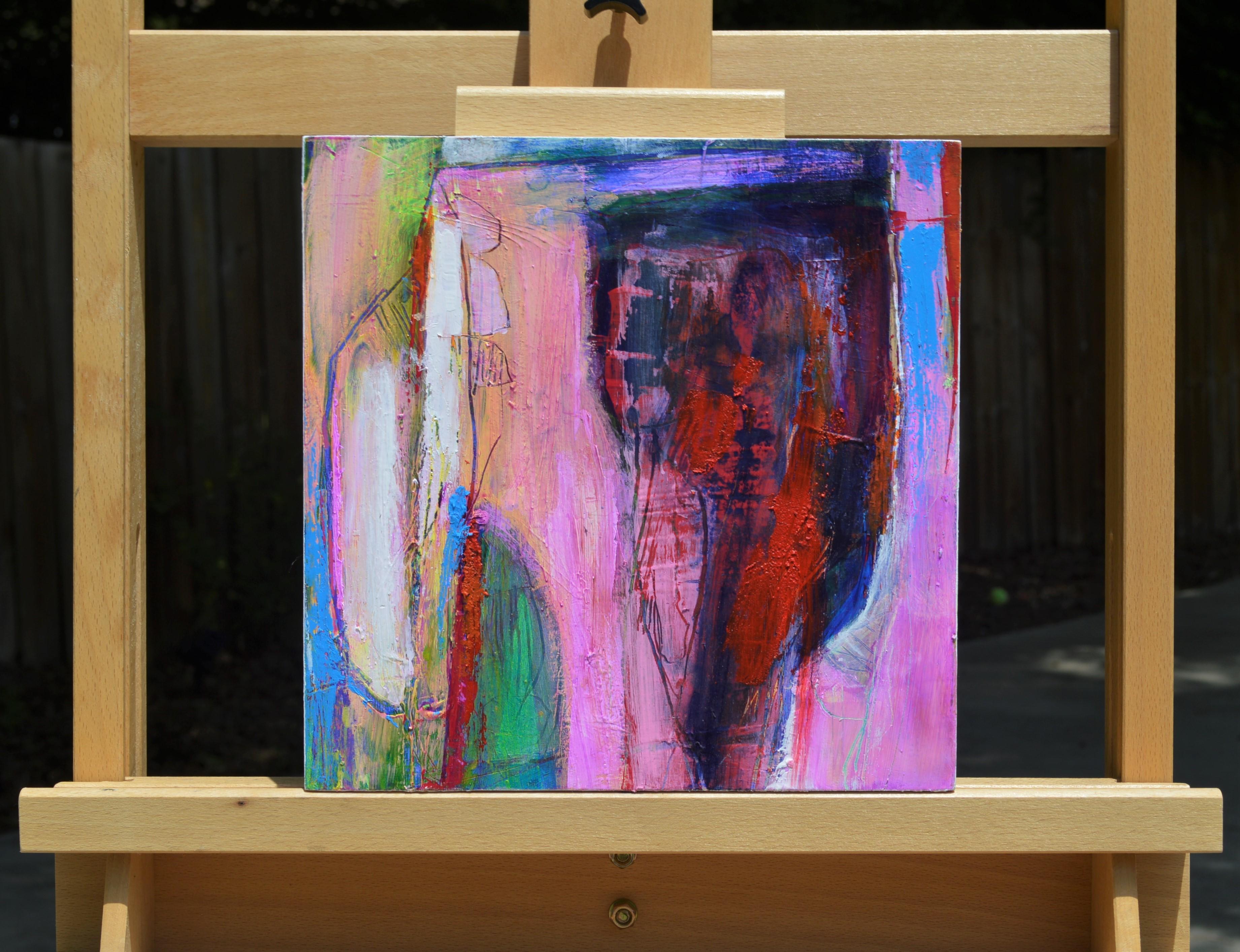 Paysage aérien rouge port, peinture abstraite - Abstrait Painting par Patrick O'Boyle