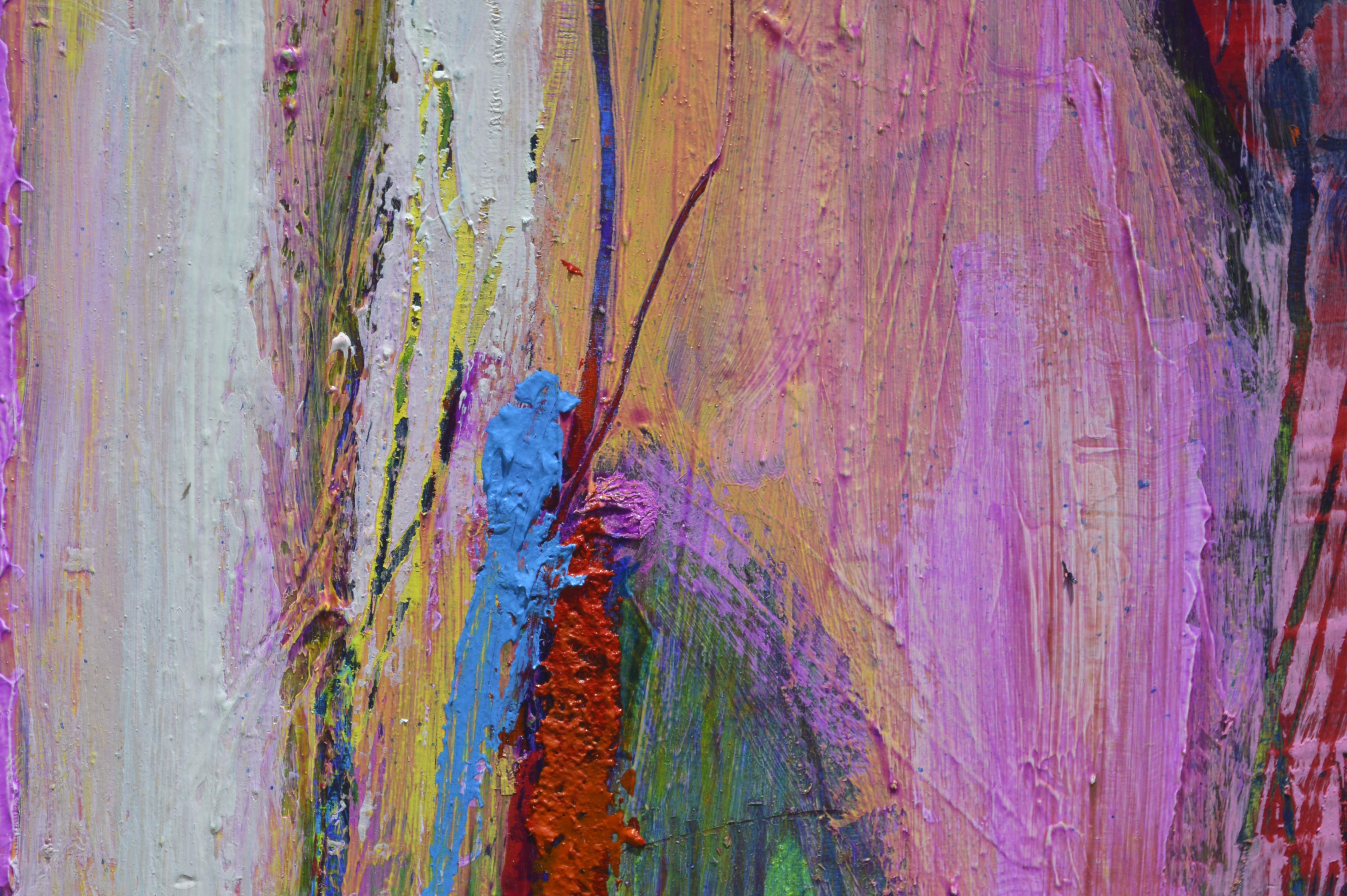 Paysage aérien rouge port, peinture abstraite - Gris Abstract Painting par Patrick O'Boyle