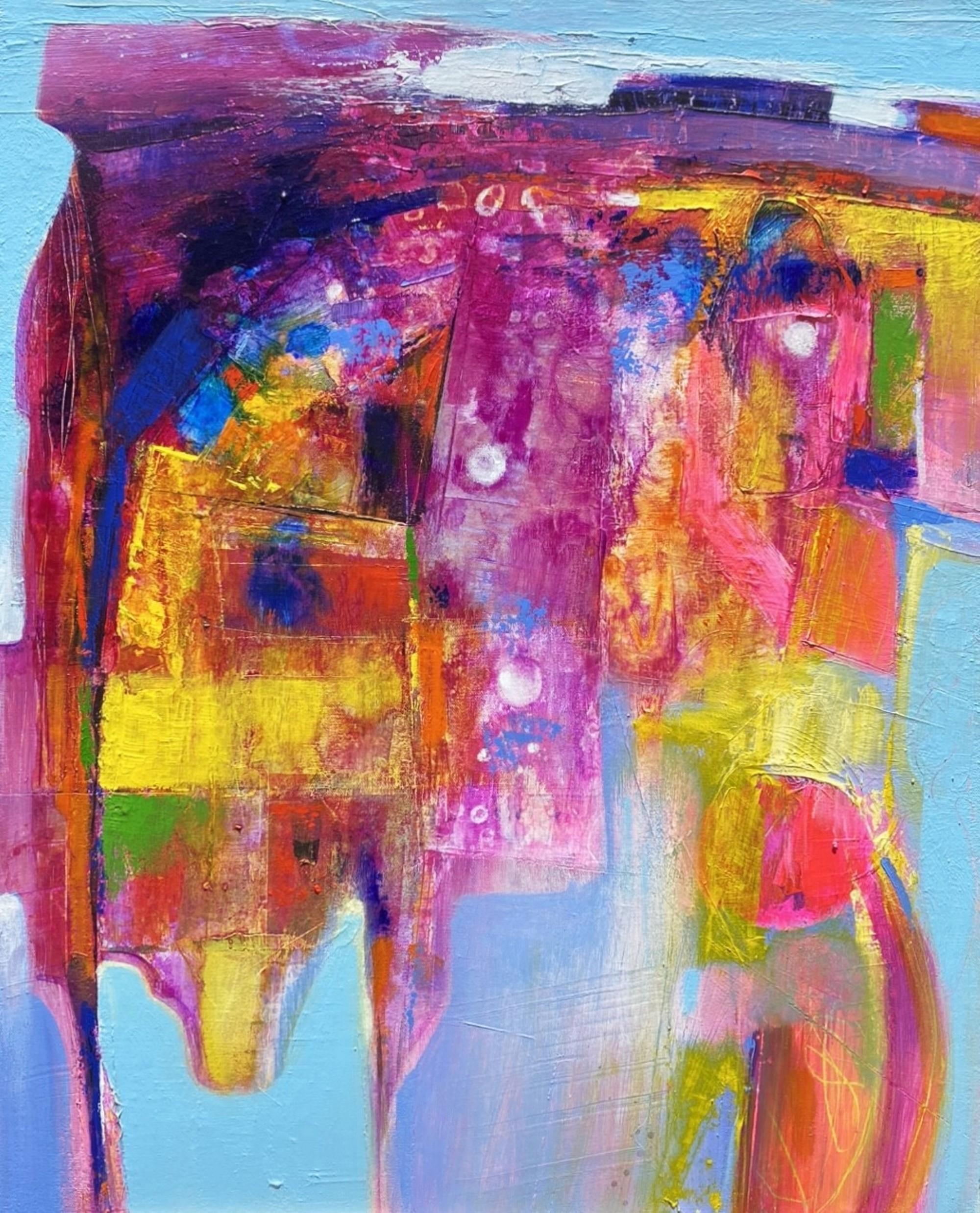 Abstract Painting di Patrick O'Boyle - Guardare le pozzanghere sotto la pioggia Serie #3, Pittura astratta