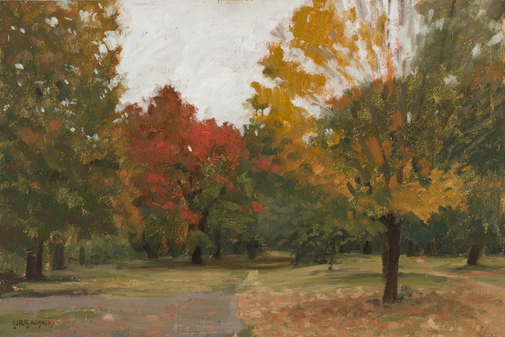 Automne dans le parc Prospect - Painting de Patrick Okrasinski