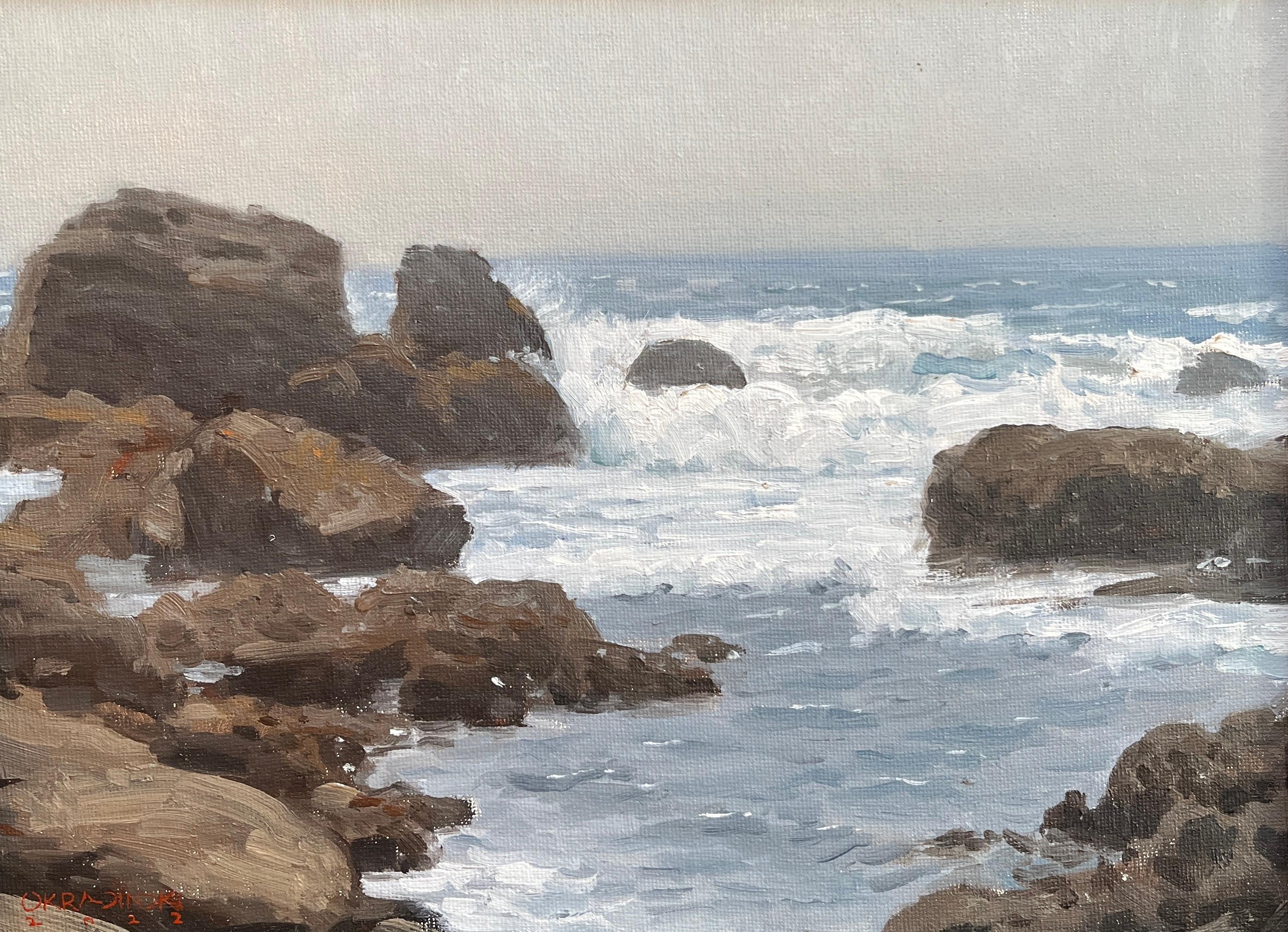 New England Coast - Painting by Patrick Okrasinski