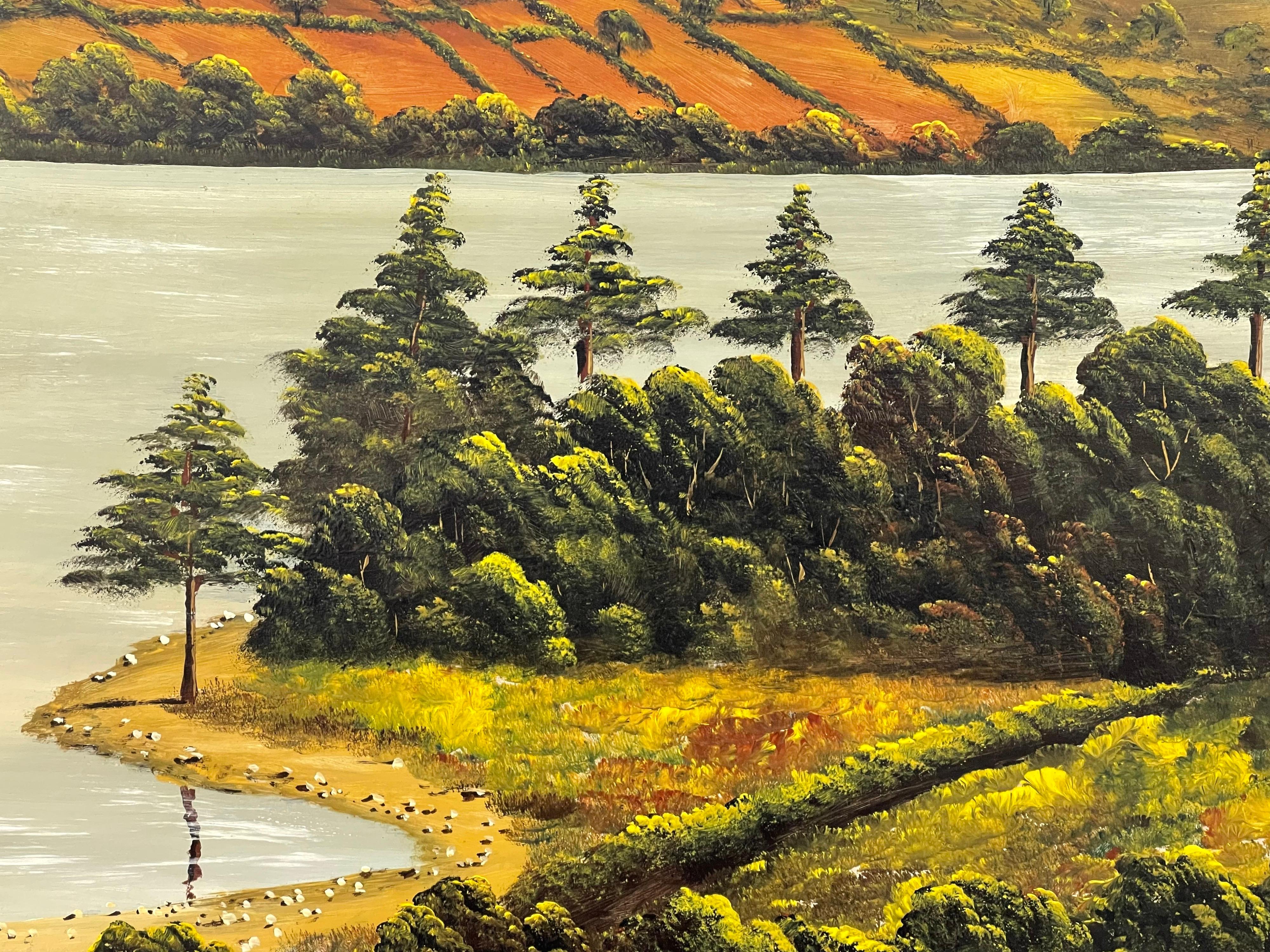 Oil Painting of Camlough Lake in Northern Ireland by 20th Century Modern Artist For Sale 4