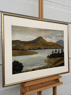 Pintura al óleo del lago Camlough, en Irlanda del Norte, obra de un artista moderno del siglo XX