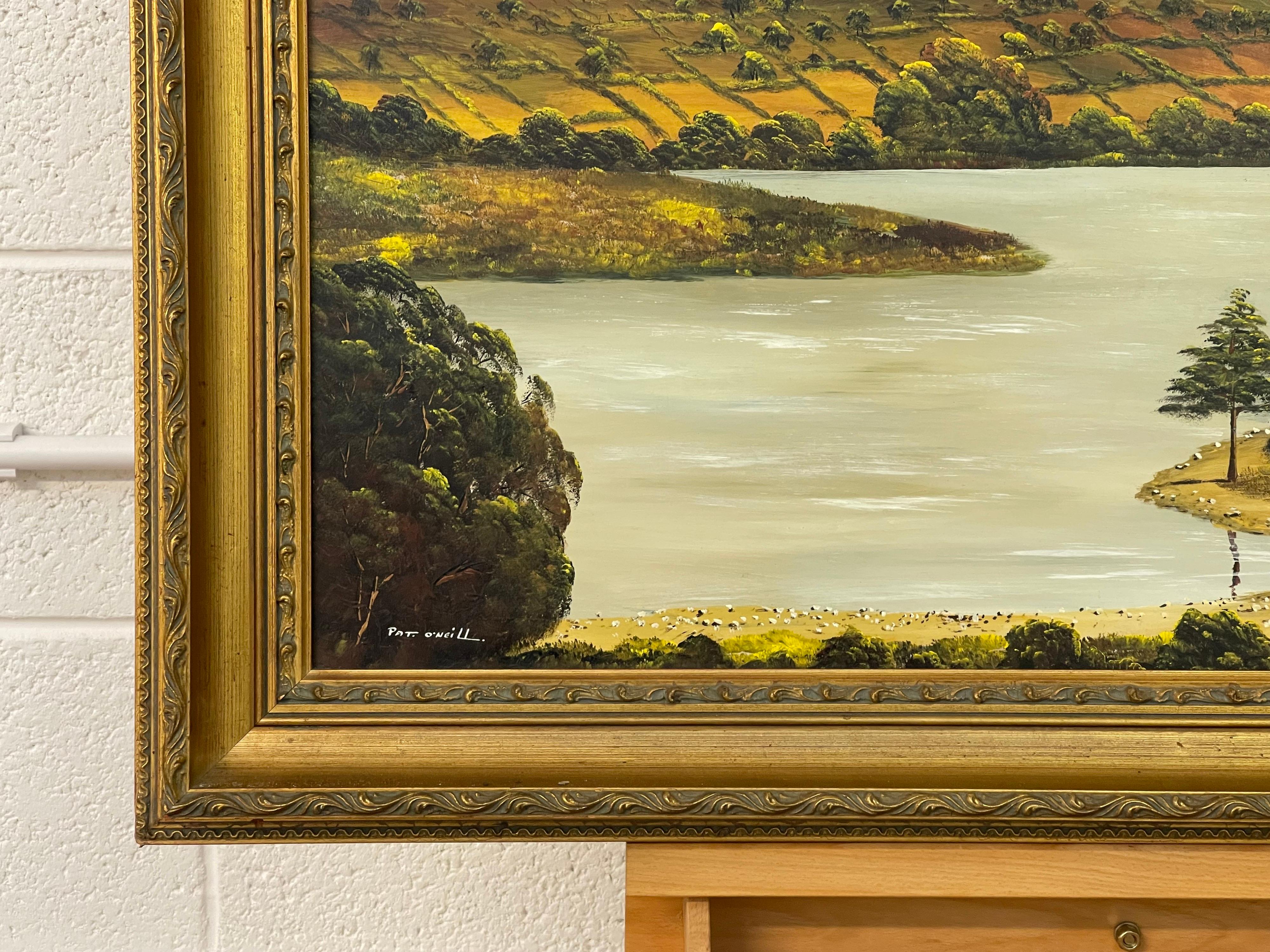 Oil Painting of Camlough Lake in Northern Ireland by 20th Century Modern Artist - Brown Figurative Painting by Patrick O'Neill 