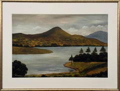 Pintura al óleo del lago Camlough, en Irlanda del Norte, obra de un artista moderno del siglo XX