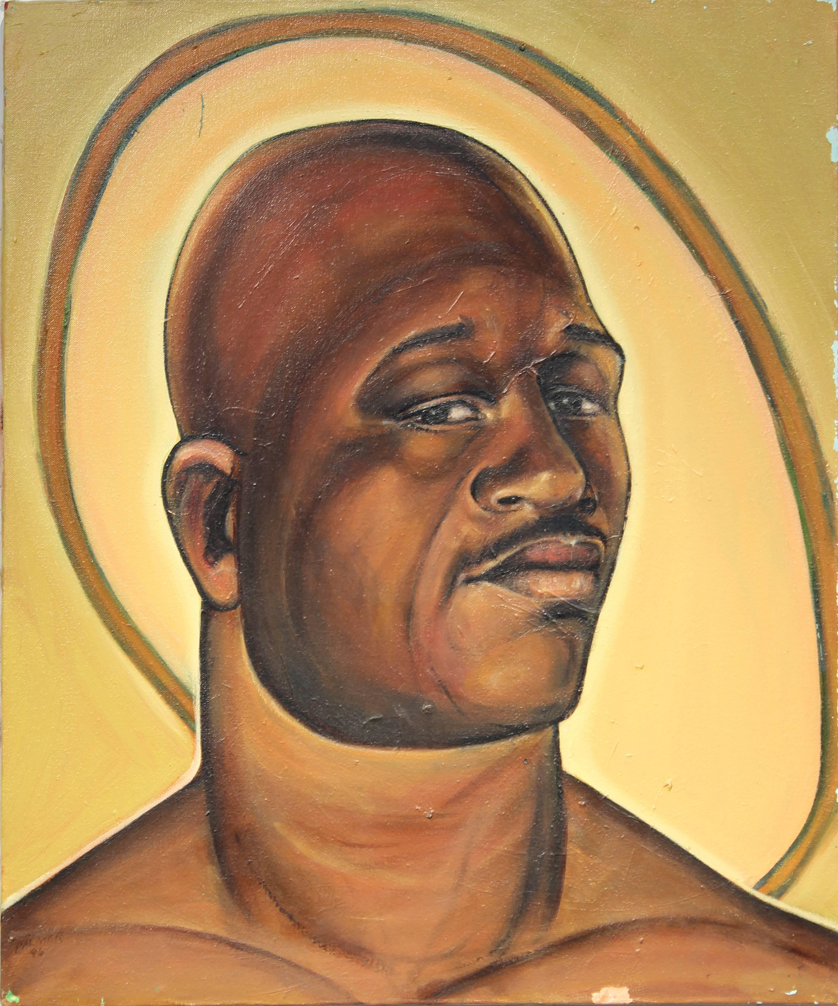 Patrick Palmer Figurative Painting - "Duke #2" Contemporary Large Portrait Painting