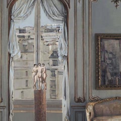 3 Graces in French Salon I, mixed media