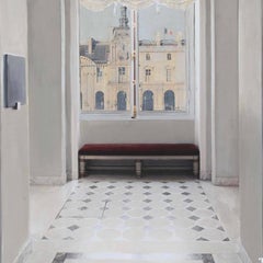 Red Bench I, mixed media