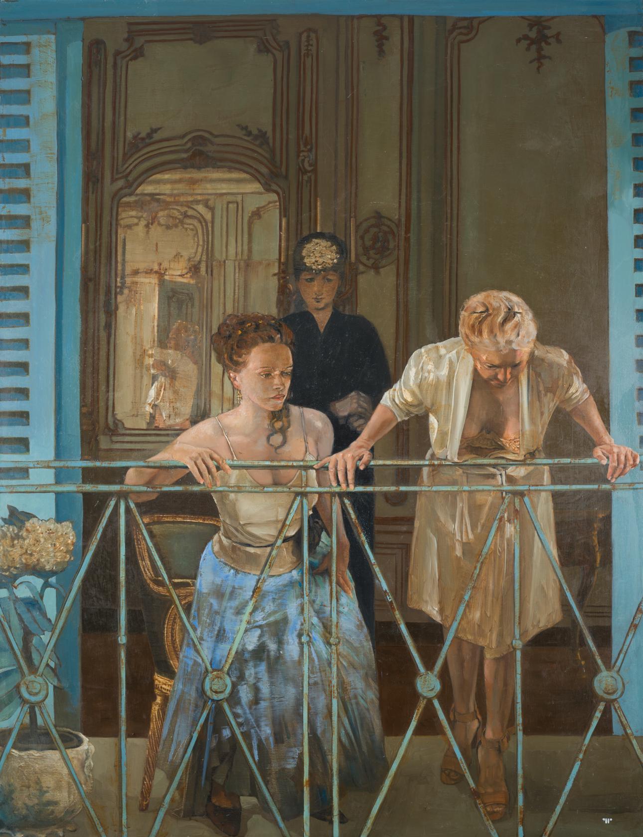 Patrick Pietropoli Figurative Painting - On the balcony