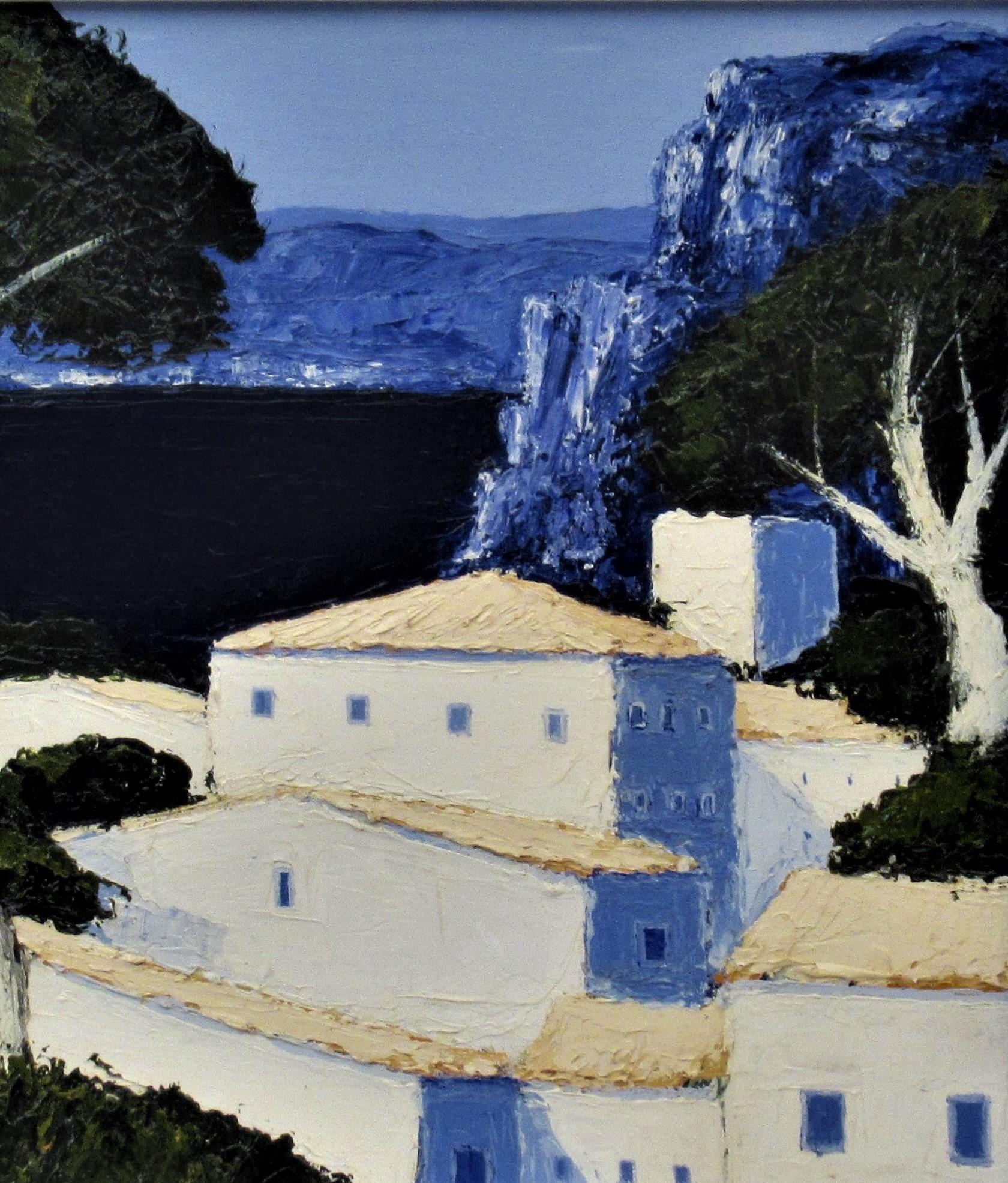 Paysage de Provence - Figurative Painting Gris de Patrick Reault