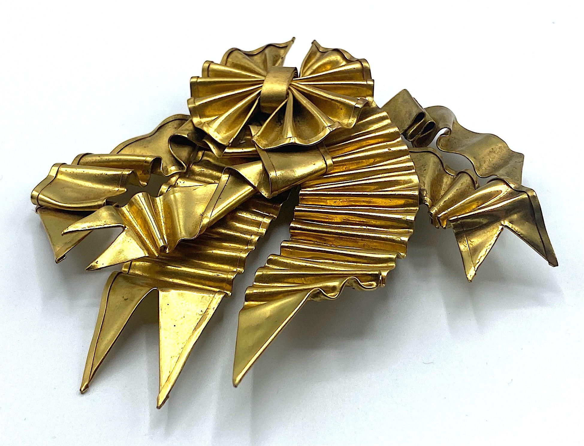 Women's Patrick Retif, Paris 1980s Large Folded Ribbon Bow Brooch