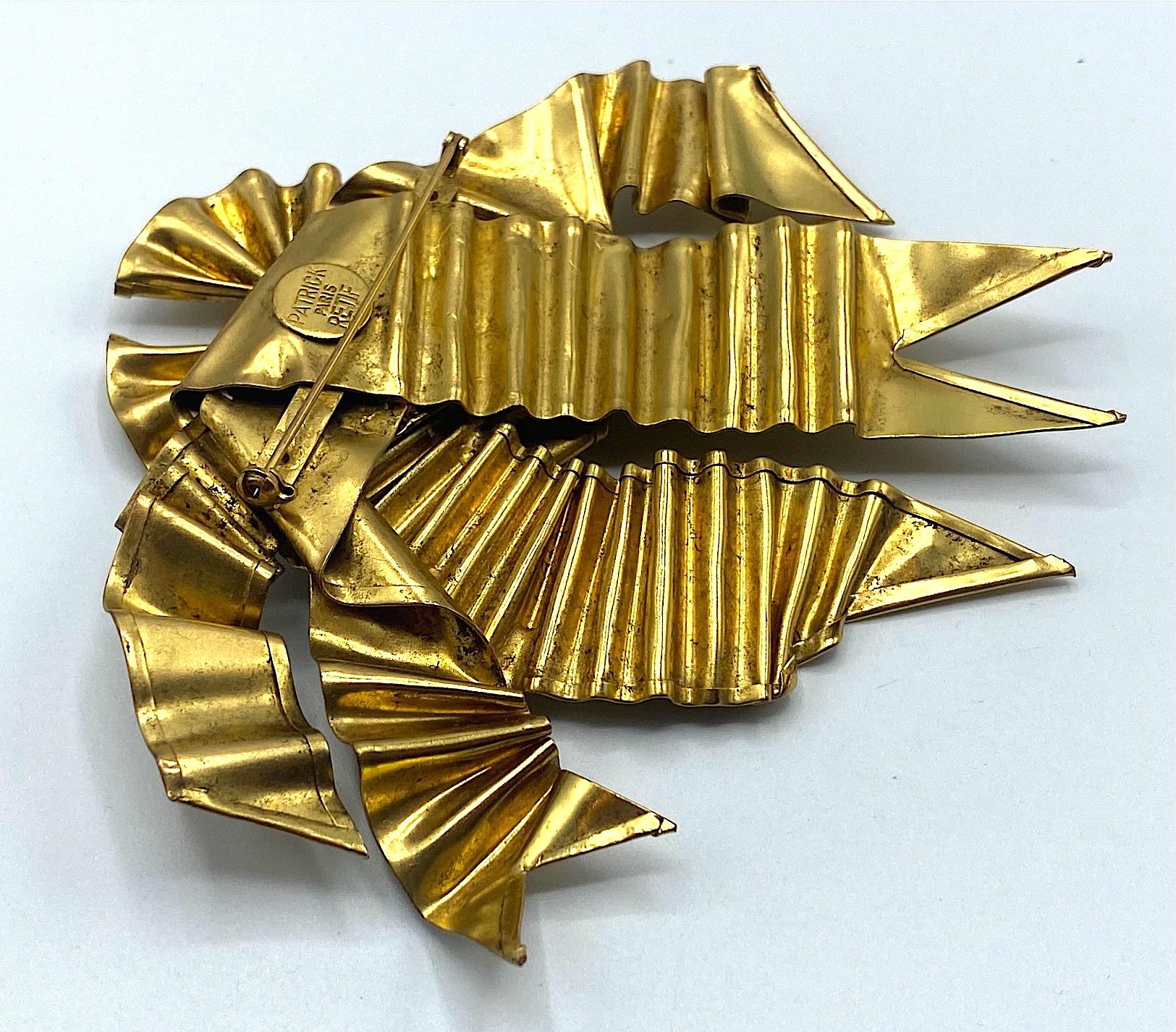 Patrick Retif, Paris 1980s Large Folded Ribbon Bow Brooch 4