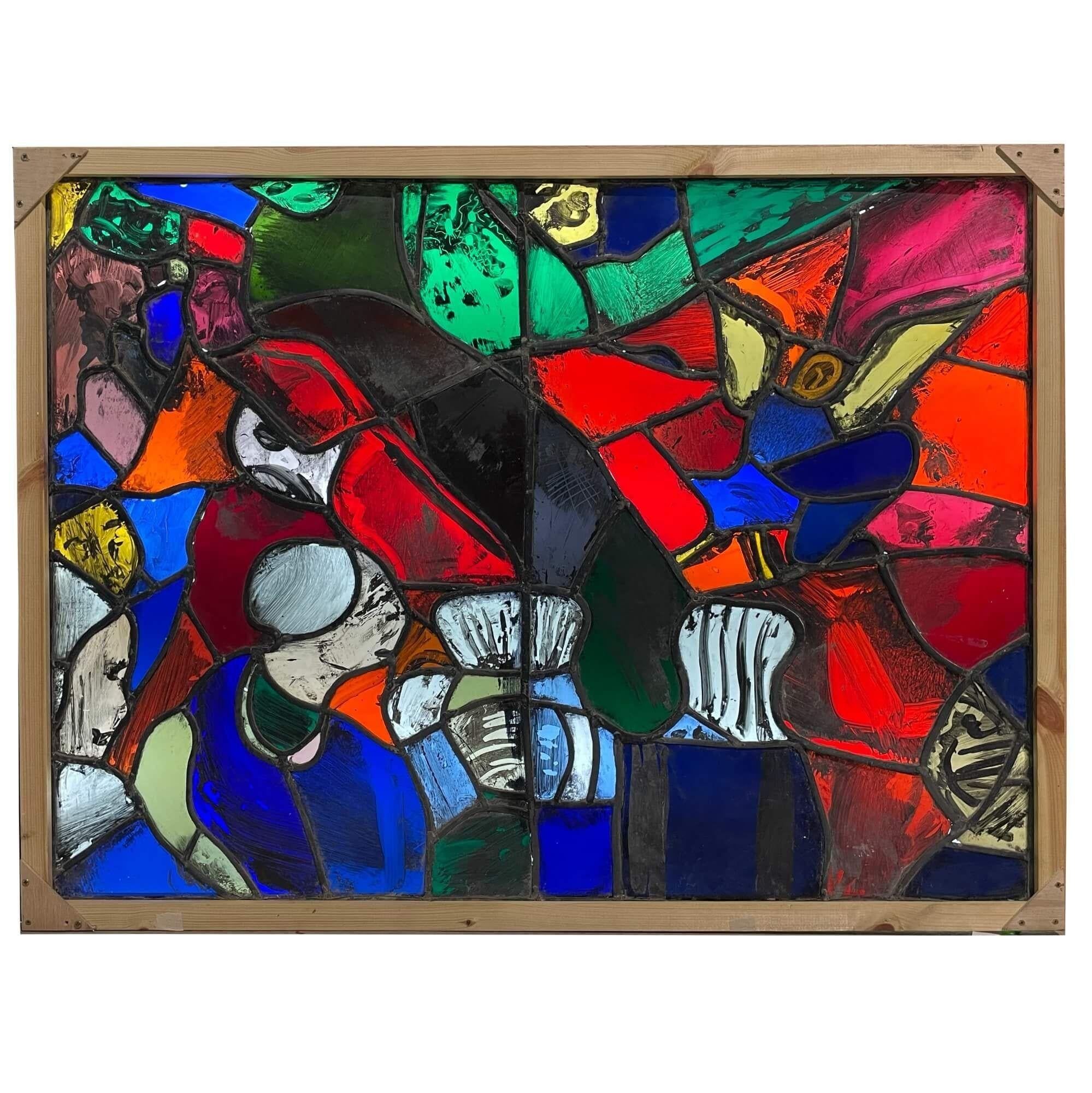 Mid-Century Modern Patrick Reyntiens 'B.1925' Abstract Stained Glass Window For Sale