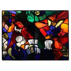Vintage Patrick Reyntiens 'B.1925' Abstract Stained Glass Window