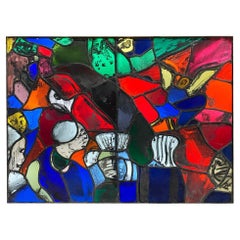 Retro Patrick Reyntiens 'B.1925' Abstract Stained Glass Window