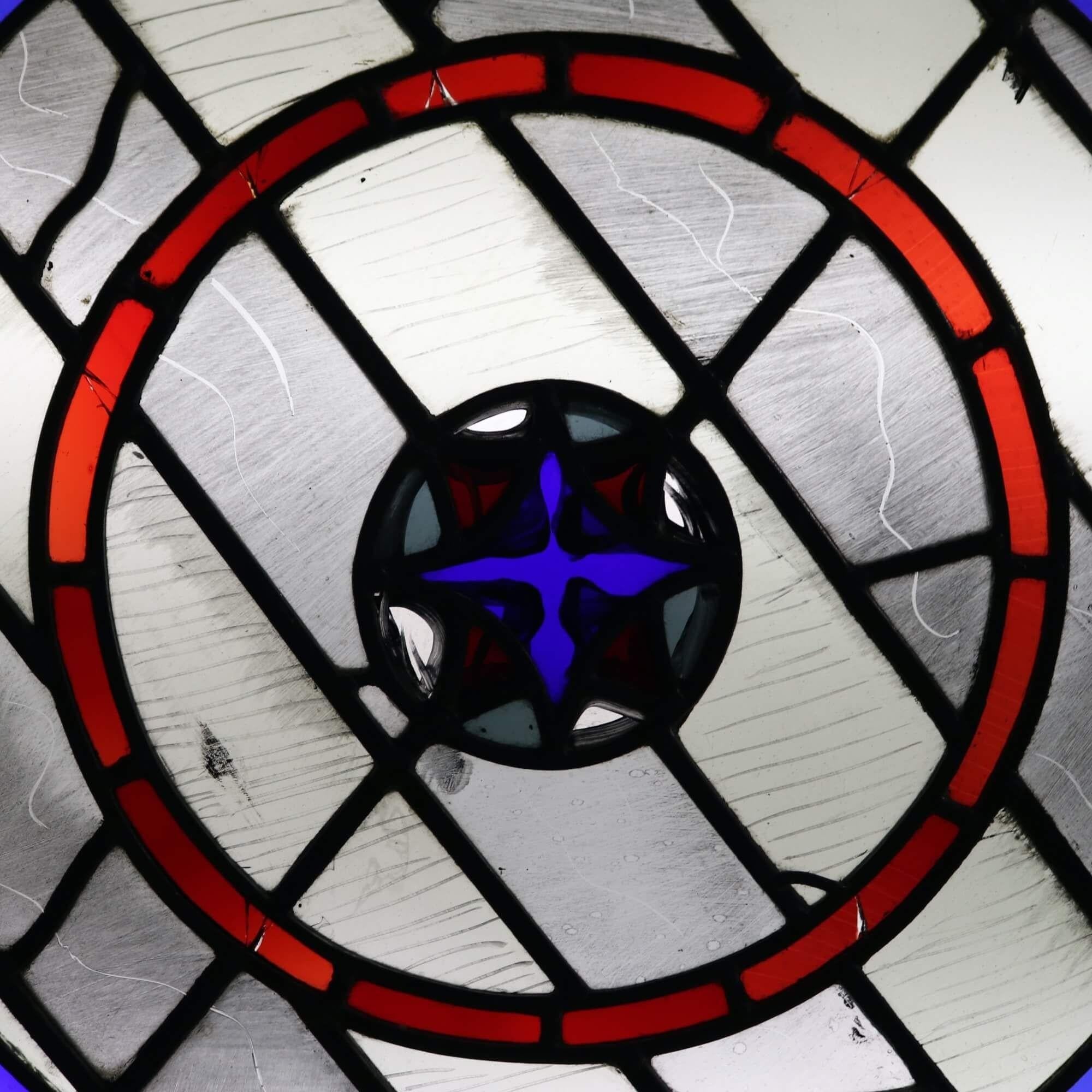 Patrick Reyntiens 'B.1925' Contemporary Leaded Glass Window In Fair Condition For Sale In Wormelow, Herefordshire
