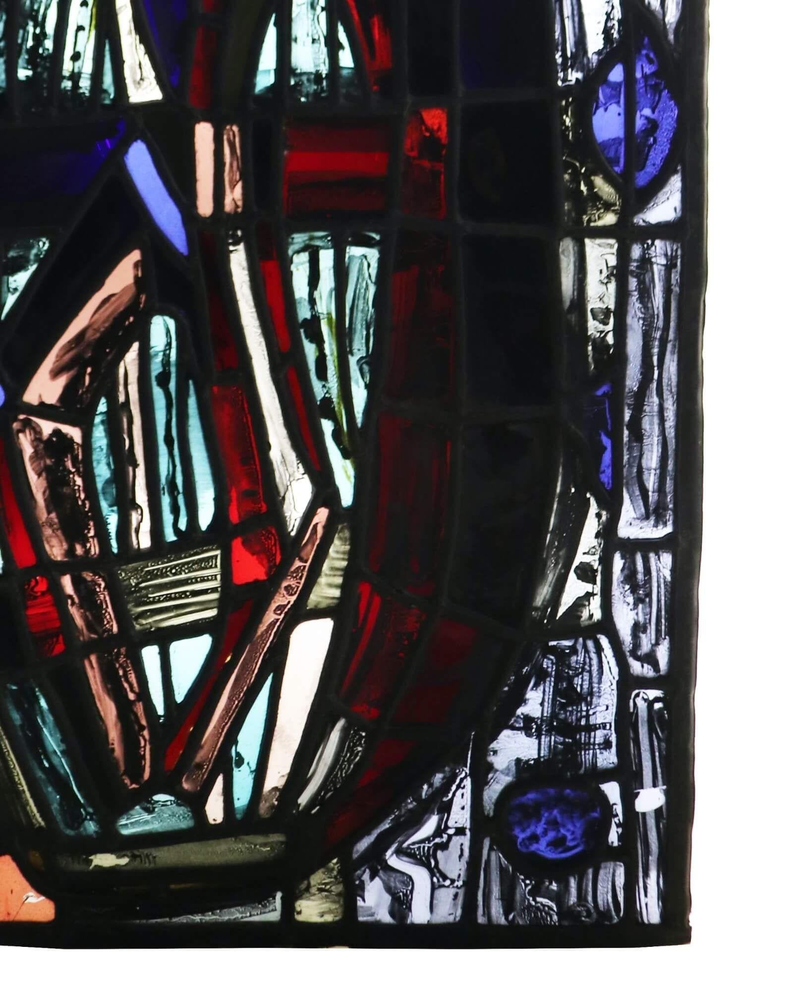 English Patrick Reyntiens 'B.1925' Figurative Leaded Glass Window For Sale