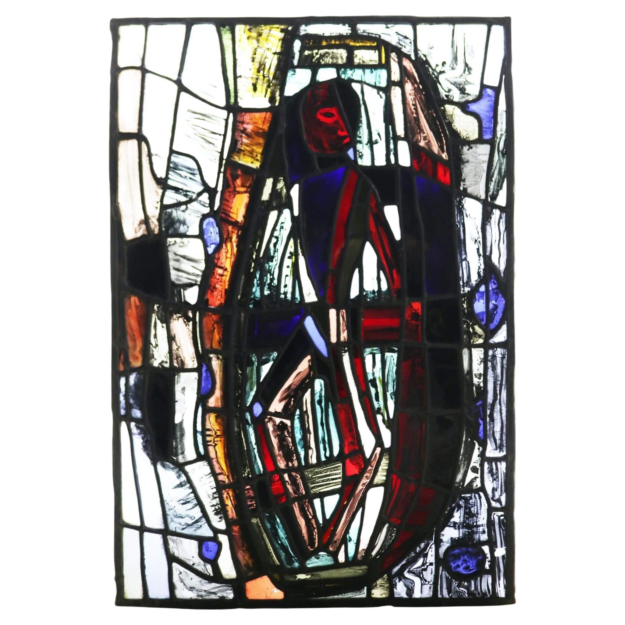 Patrick Reyntiens 'B.1925' Figurative Leaded Glass Window For Sale