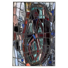 Vintage Patrick Reyntiens 'B.1925' Figurative Leaded Glass Window