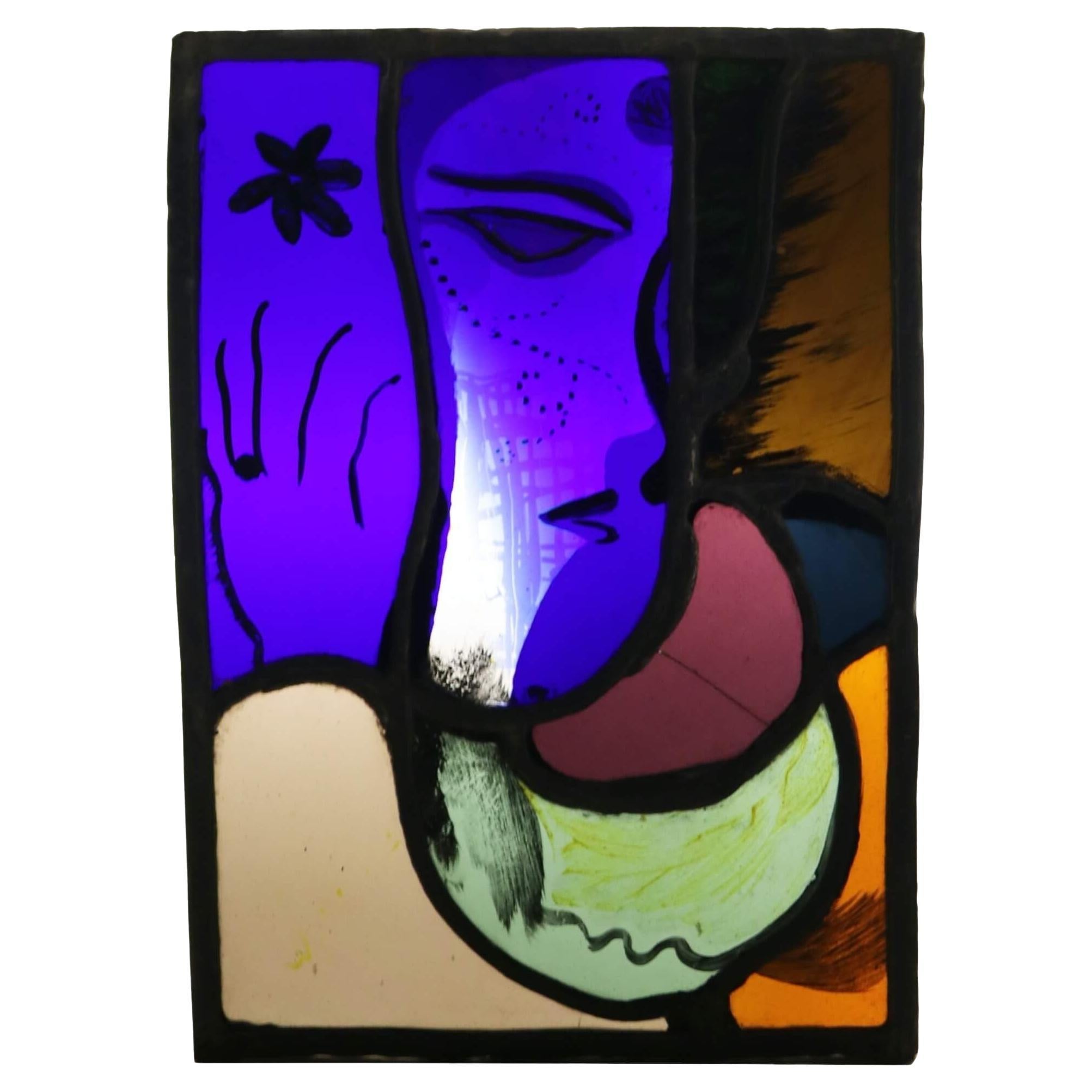 Patrick Reyntiens 'B.1925' Modern Leaded Glass Panel For Sale