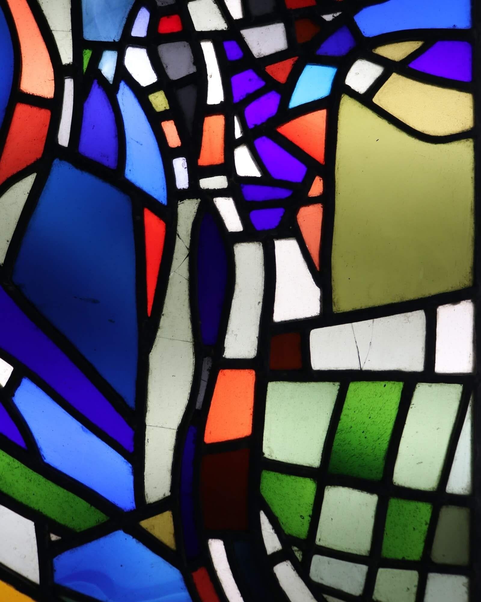 Mid-Century Modern Patrick Reyntiens 'B.1925' Multicolored Leaded Glass Window For Sale