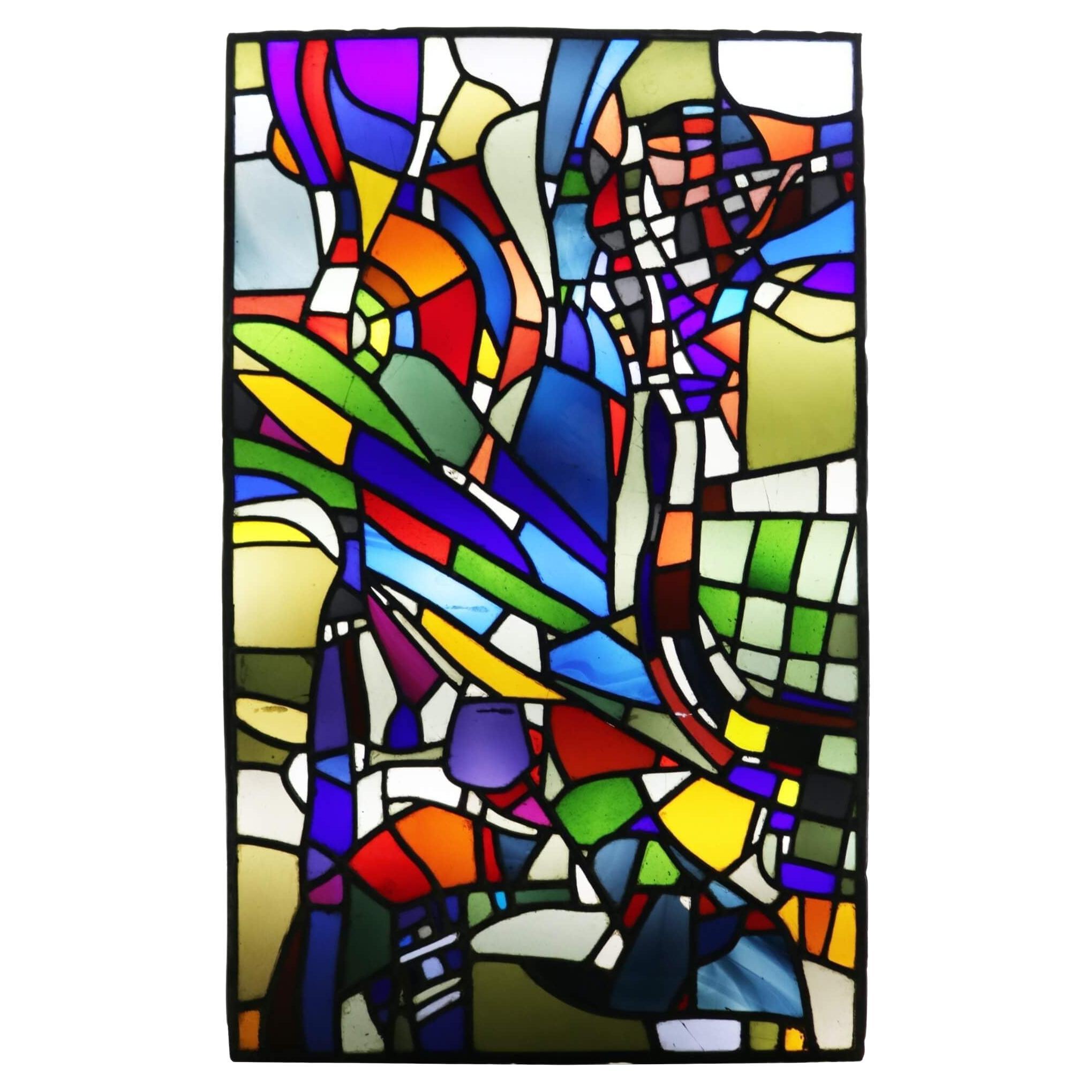 Patrick Reyntiens 'B.1925' Multicolored Leaded Glass Window For Sale