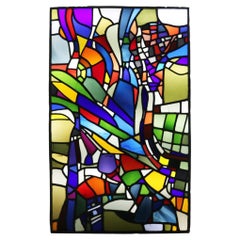 Patrick Reyntiens 'B.1925' Multicolored Leaded Glass Window