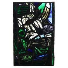 Vintage Patrick Reyntiens 'B.1925' Stained Glass Window Depicting Fish