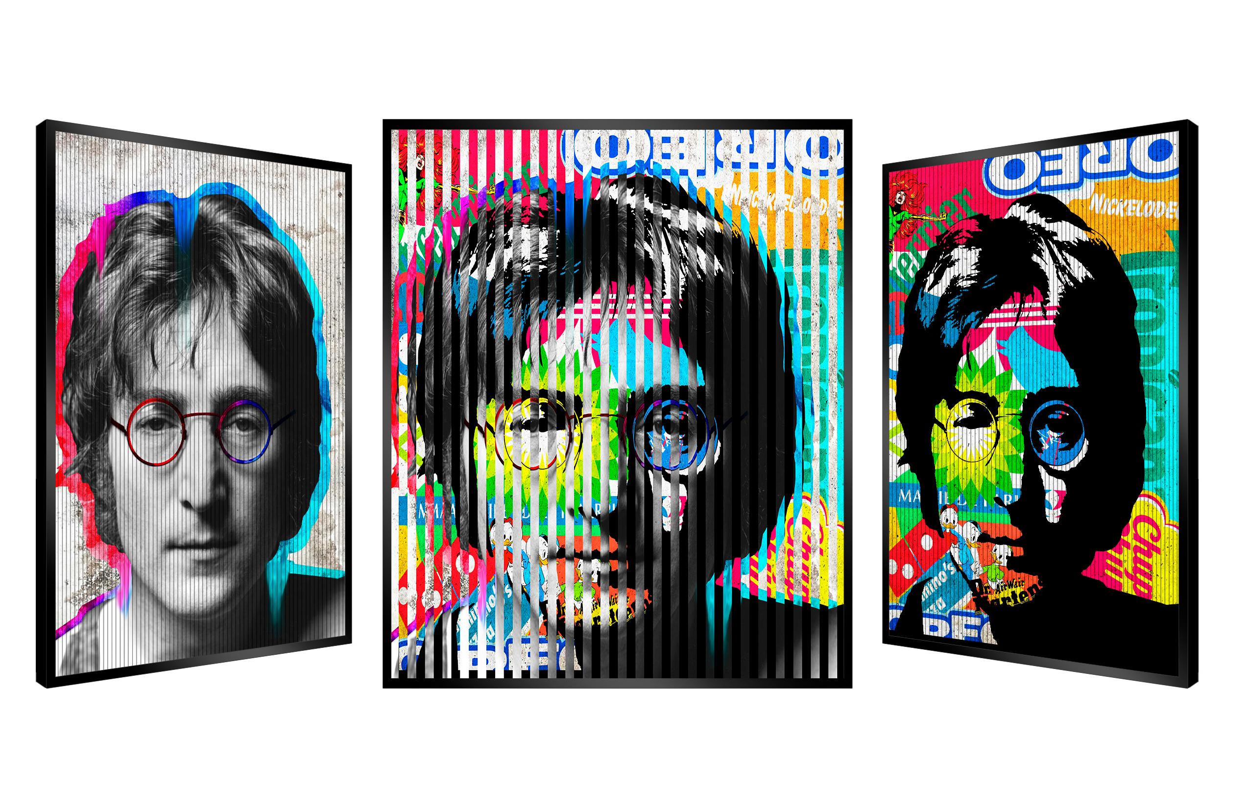 People & Brand "Lennon", Kinetic Artwork on Panel - Mixed Media Art by Patrick Rubinstein
