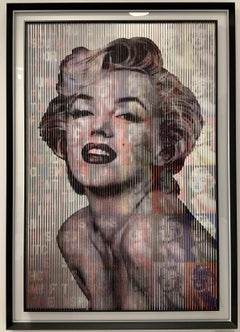 « Words of Love » Marilyn Monroe, œuvre d'art cinétique originale sur panneau, feuille d'argent