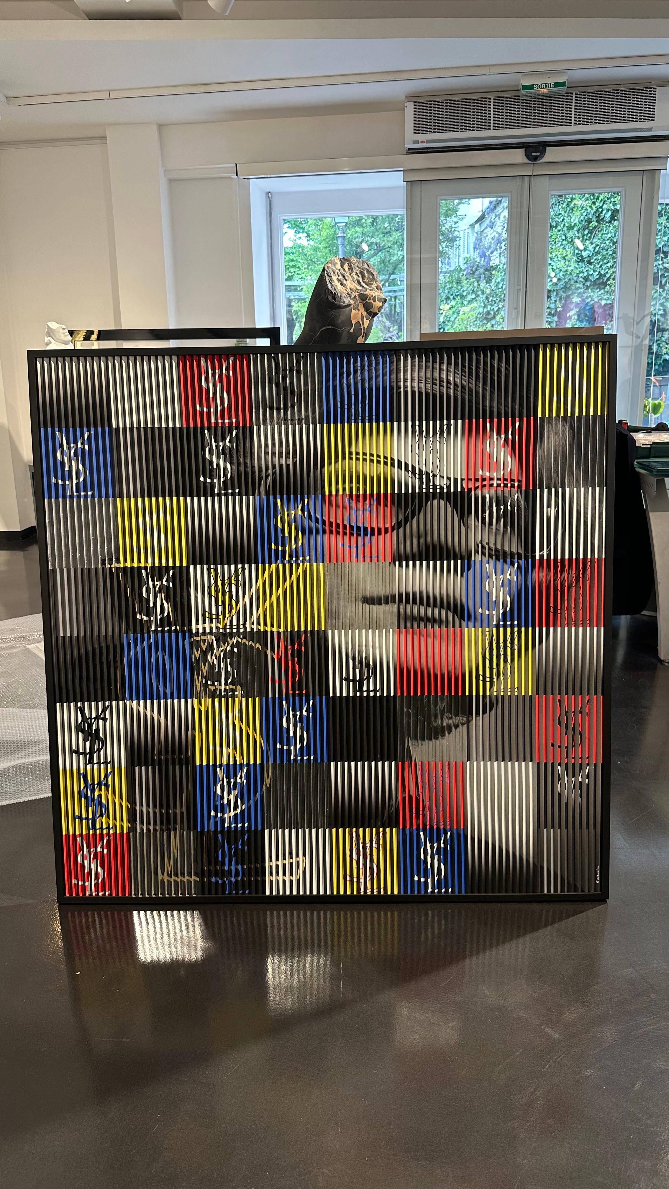 Mondrian Kleid von YSL (Kinetisch), Painting, von Patrick Rubinstein