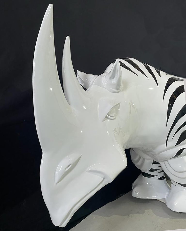 Patrick Schumacher Rhinozebros 340 Adorned with a zebra skin Monumental Outdoor Sculpture